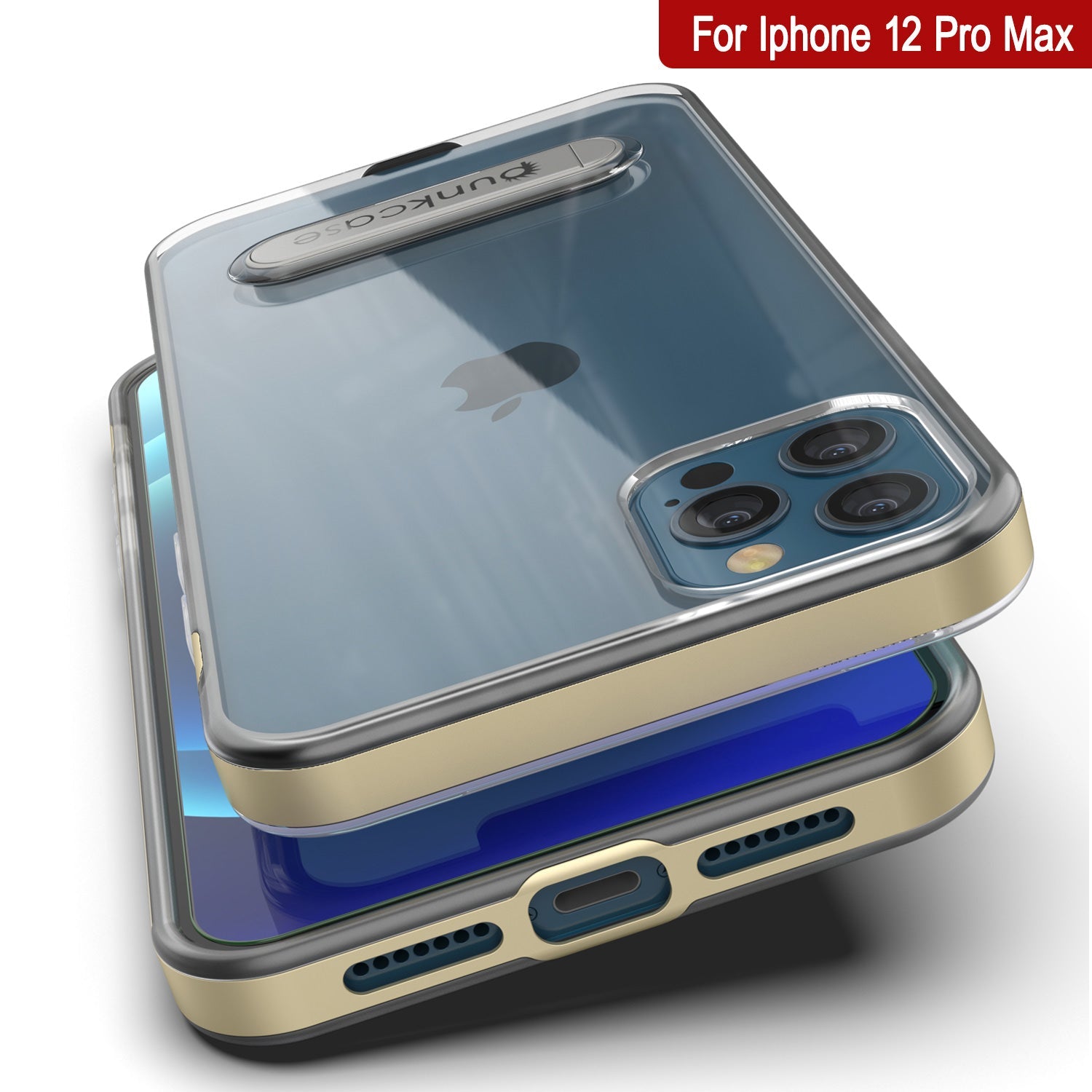 Capa para iPhone 12 Pro Max, PUNKcase [Série LUCID 3.0] [Ajuste Slim] Capa Protetora com Protetor de Tela Integrado [Ouro]