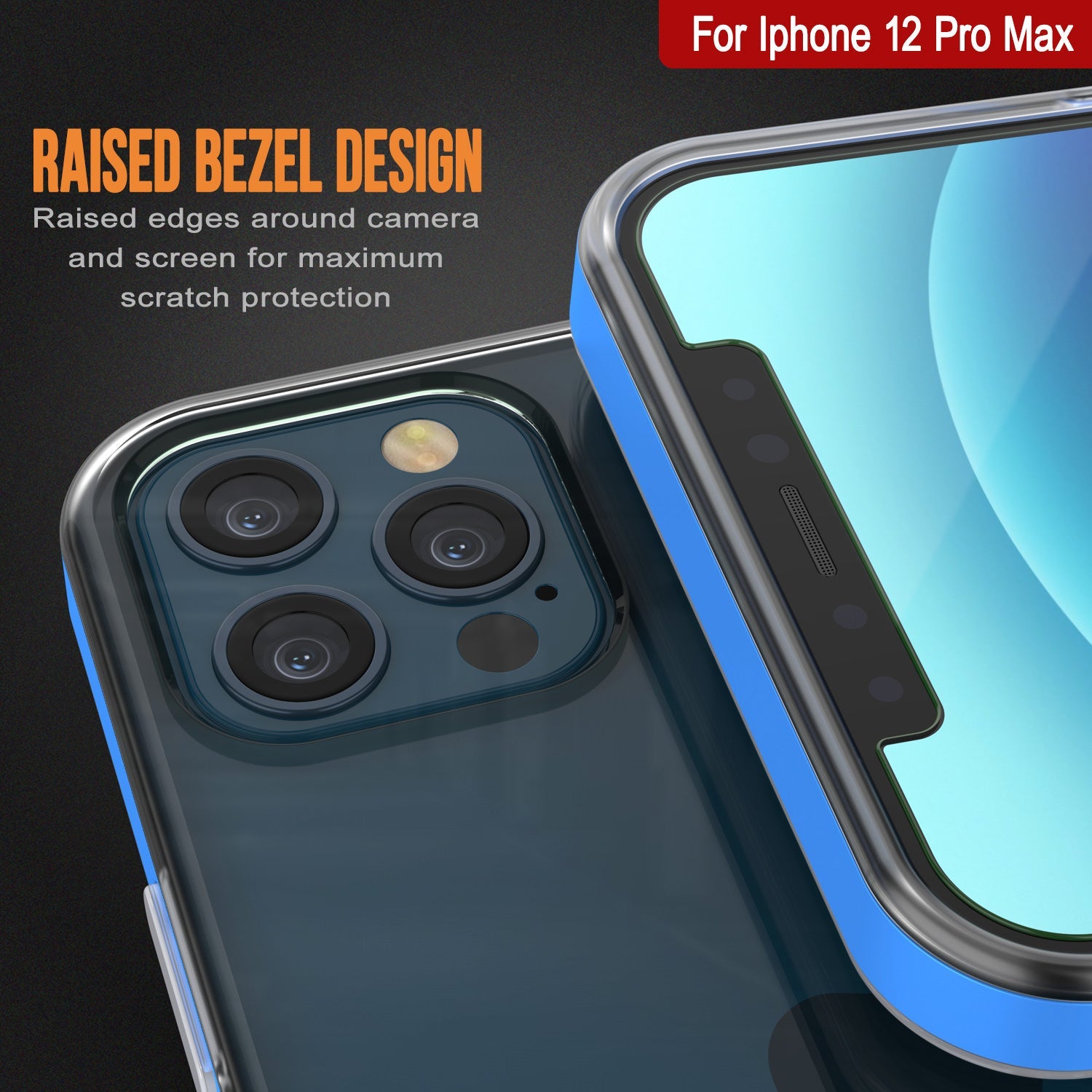 Capa para iPhone 12 Pro Max, PUNKcase [Série LUCID 3.0] [Ajuste Slim] Capa Protetora com Protetor de Tela Integrado [Azul]