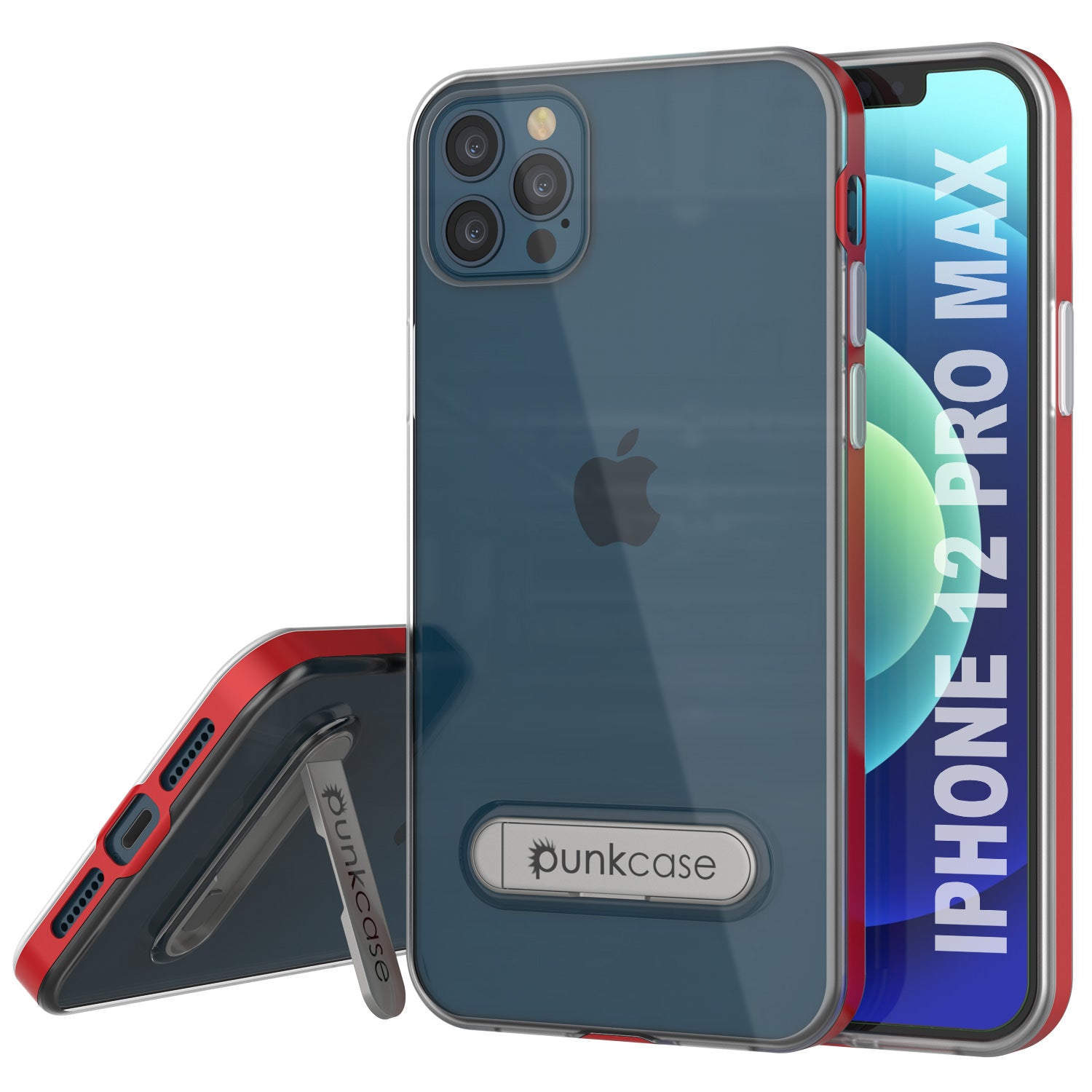 Capa iPhone 12 Pro Max, PUNKcase [Série LUCID 3.0] [Ajuste Slim] Capa Protetora com Protetor de Tela Integrado [Vermelho]
