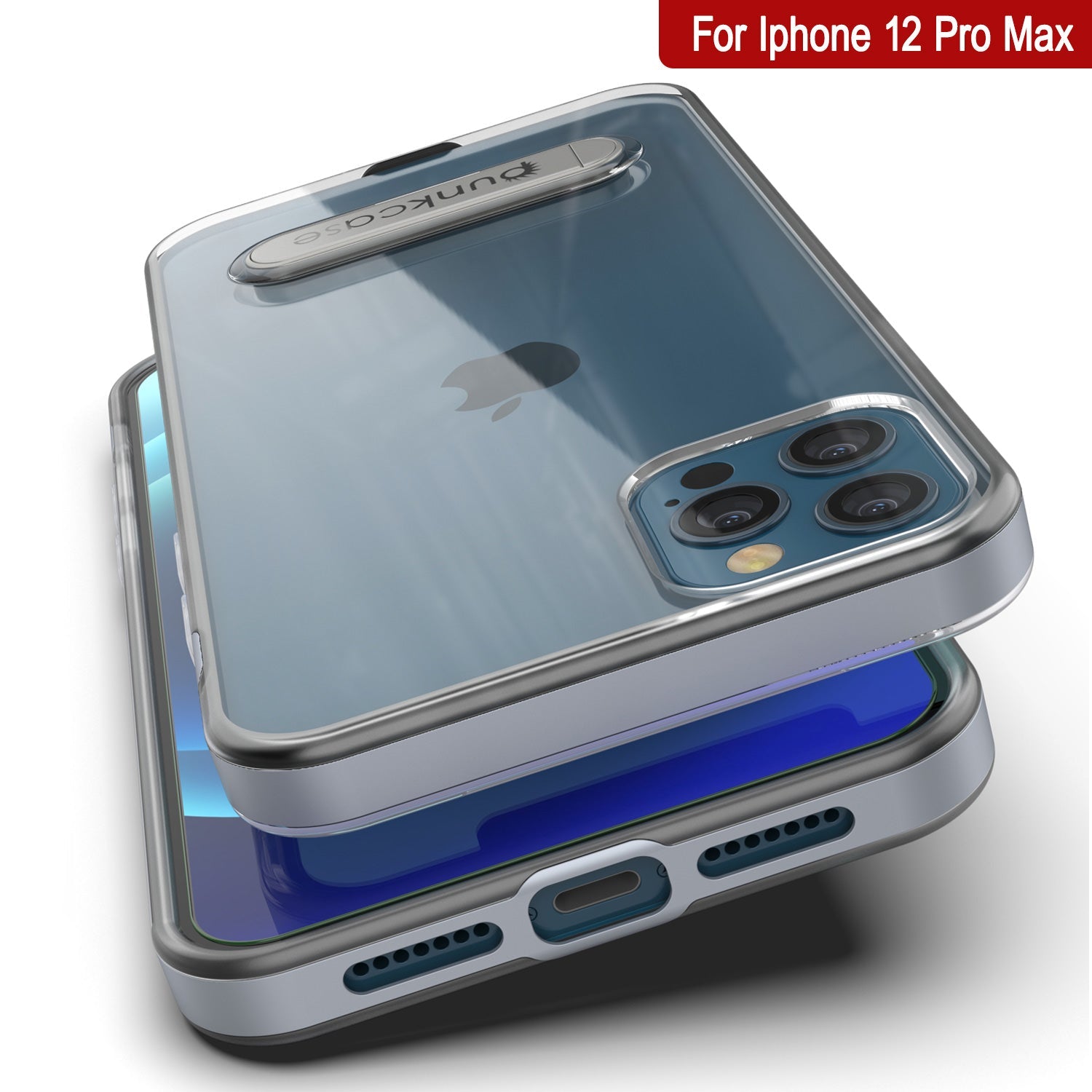 Capa para iPhone 12 Pro Max, PUNKcase [Série LUCID 3.0] [Ajuste Slim] Capa Protetora com Protetor de Tela Integrado [Prata]