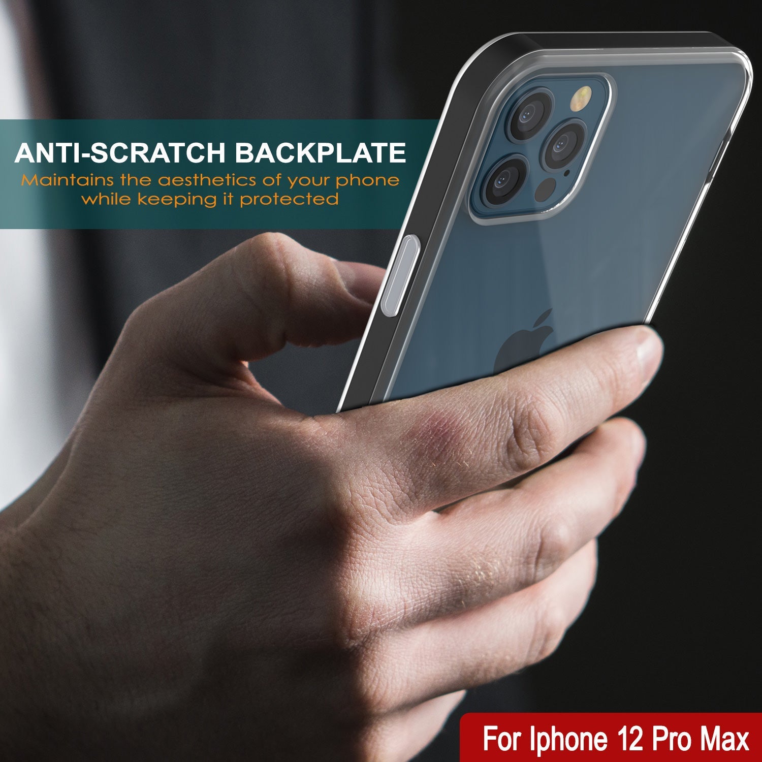 Capa para iPhone 12 Pro Max, PUNKcase [Série LUCID 3.0] [Ajuste Slim] Capa Protetora com Protetor de Tela Integrado [Preto]