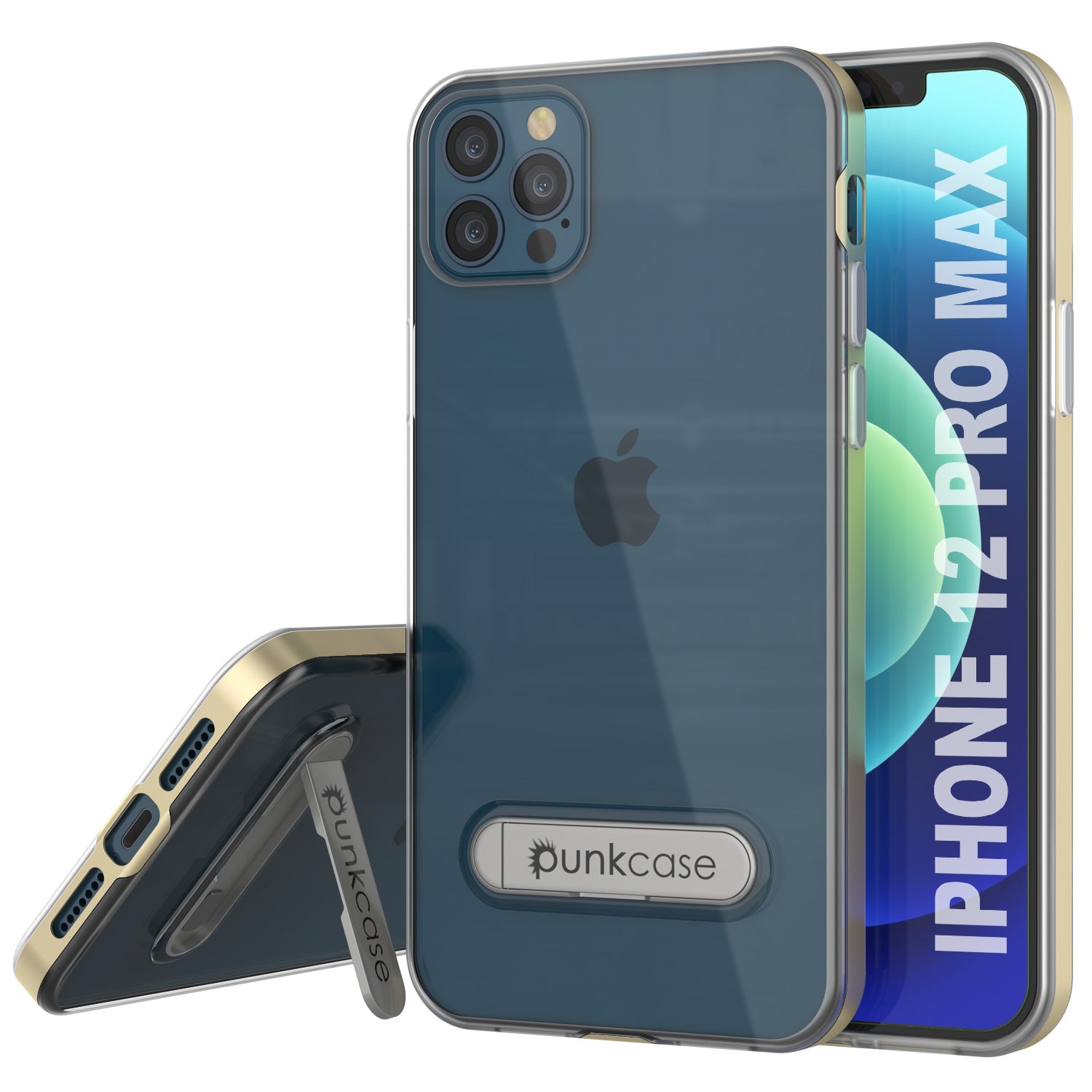 Capa para iPhone 12 Pro Max, PUNKcase [Série LUCID 3.0] [Ajuste Slim] Capa Protetora com Protetor de Tela Integrado [Ouro]