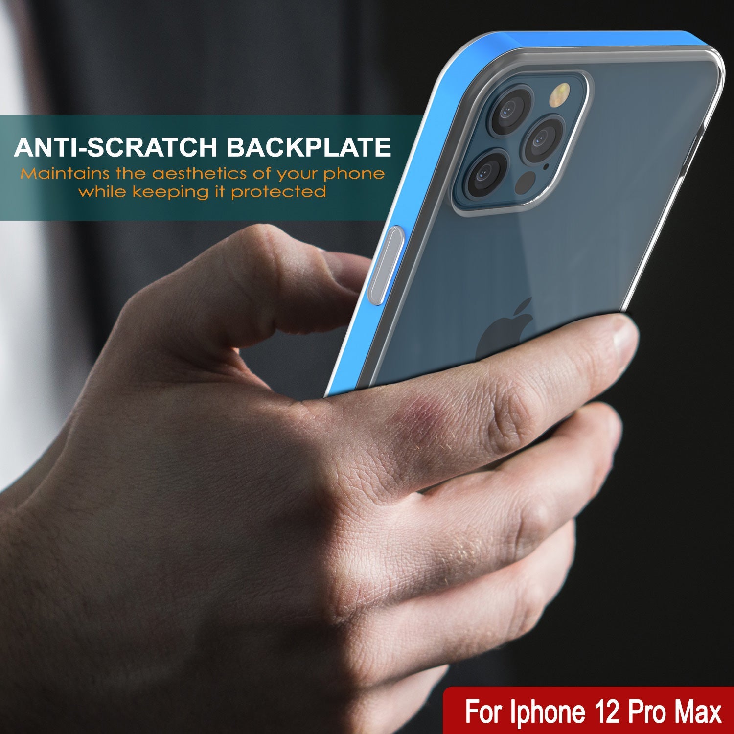 Capa para iPhone 12 Pro Max, PUNKcase [Série LUCID 3.0] [Ajuste Slim] Capa Protetora com Protetor de Tela Integrado [Azul]
