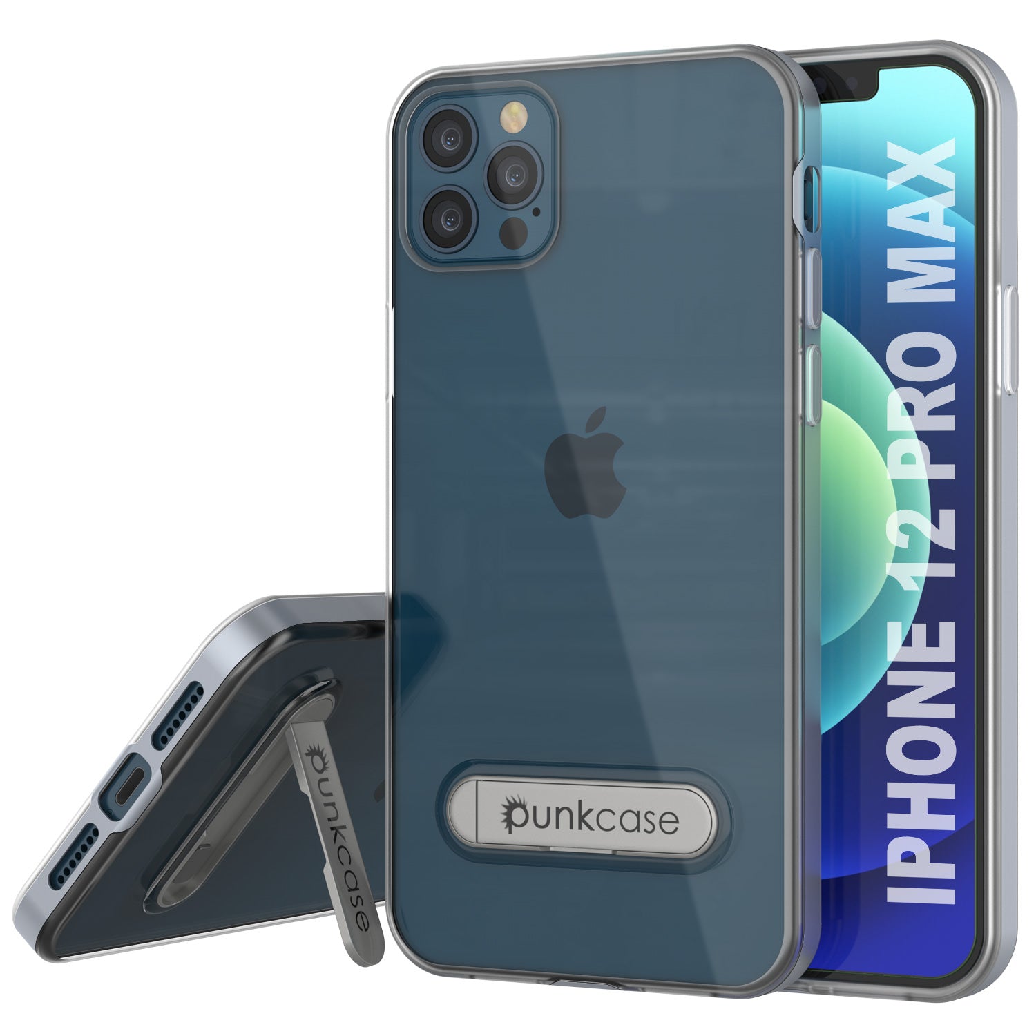 Capa para iPhone 12 Pro Max, PUNKcase [Série LUCID 3.0] [Ajuste Slim] Capa Protetora com Protetor de Tela Integrado [Prata]