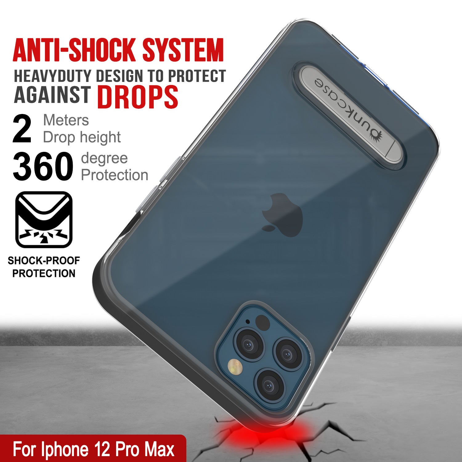 Capa para iPhone 12 Pro Max, PUNKcase [Série LUCID 3.0] [Ajuste Slim] Capa Protetora com Protetor de Tela Integrado [Preto]