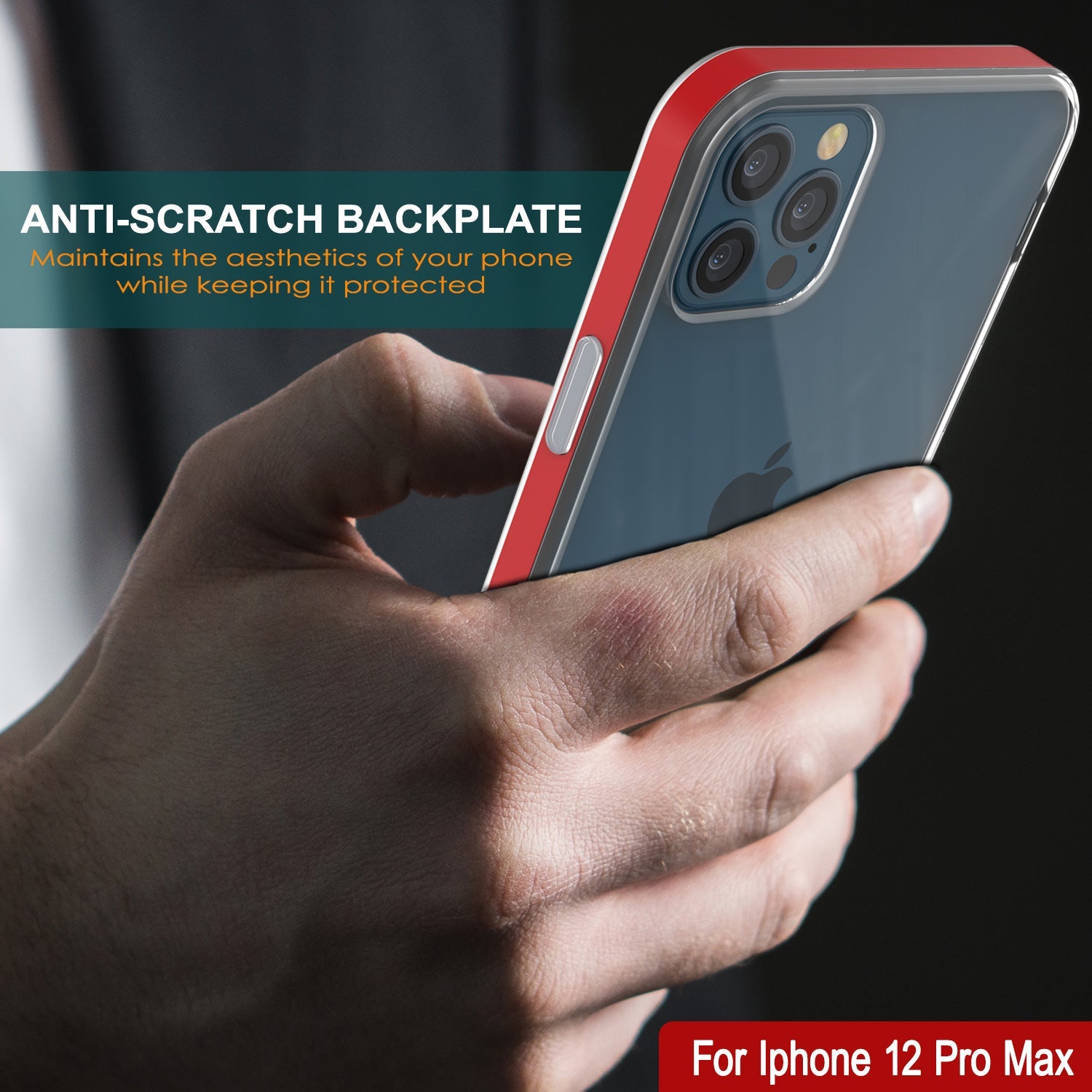 Capa iPhone 12 Pro Max, PUNKcase [Série LUCID 3.0] [Ajuste Slim] Capa Protetora com Protetor de Tela Integrado [Vermelho]