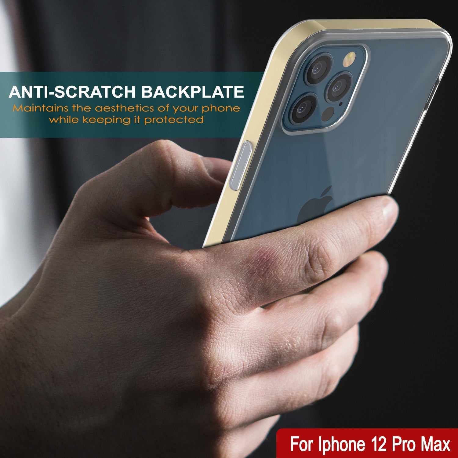 Capa para iPhone 12 Pro Max, PUNKcase [Série LUCID 3.0] [Ajuste Slim] Capa Protetora com Protetor de Tela Integrado [Ouro]