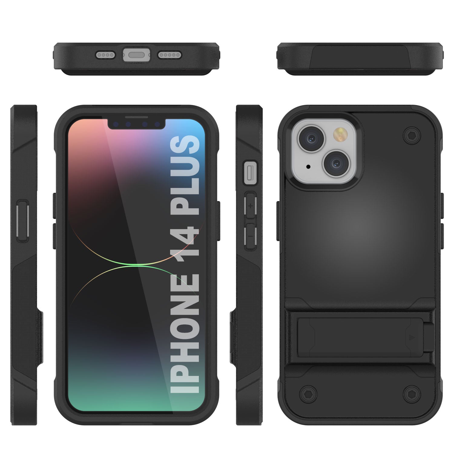 Capa Punkcase para iPhone 14 Plus [Série Reliance] Capa Híbrida Protetora de Grau Militar com Suporte Embutido [Preto]