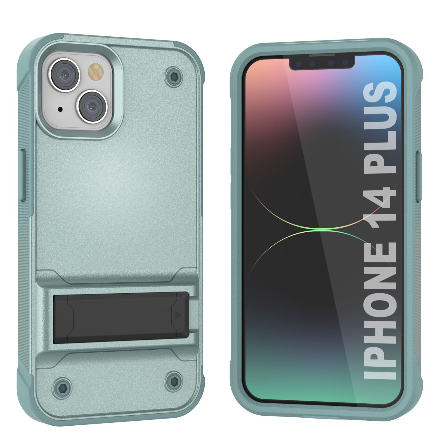 Capa Punkcase iPhone 14 Plus [Série Reliance] Capa Híbrida Protetora de Grau Militar com Suporte Incorporado [Verde]