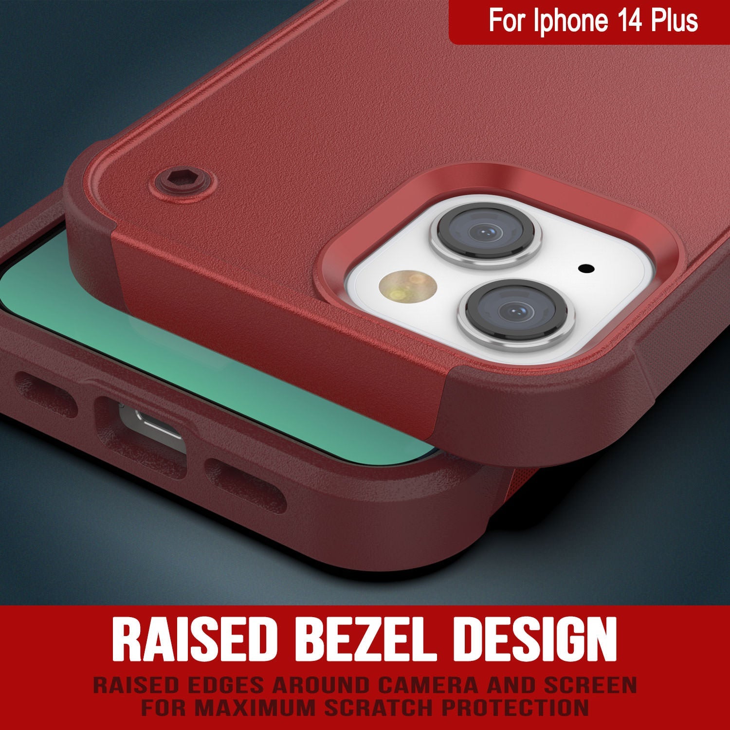 Capa Punkcase iPhone 14 Plus [Série Reliance] Capa híbrida protetora de grau militar com suporte embutido [Vermelho-Rosa]