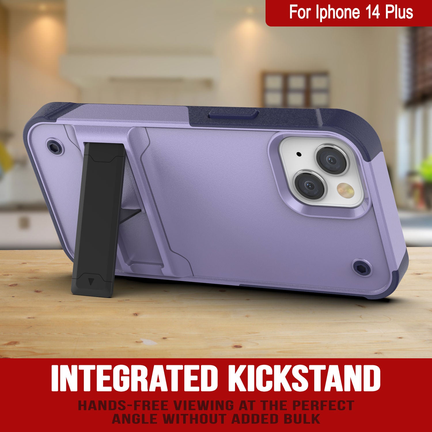 Capa Punkcase para iPhone 14 Plus [Série Reliance] Cobertura Híbrida Protetora de Grau Militar com Suporte Integrado [Roxo-Marinho]