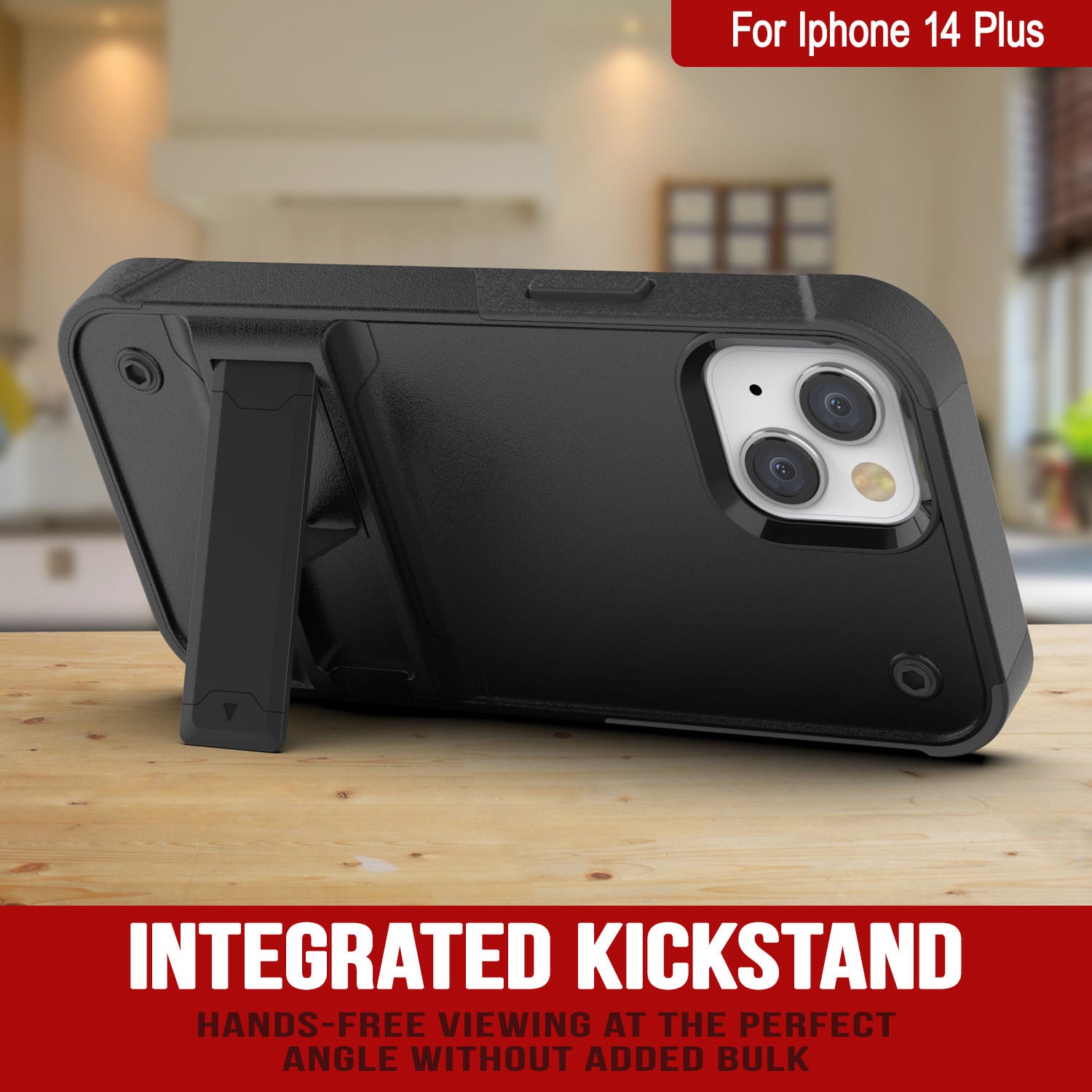 Capa Punkcase para iPhone 14 Plus [Série Reliance] Capa Híbrida Protetora de Grau Militar com Suporte Embutido [Preto]