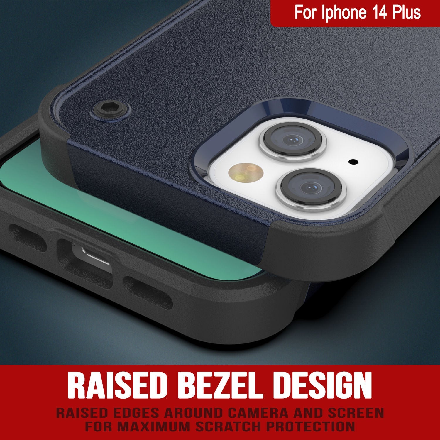 Capa Punkcase iPhone 14 Plus [Série Reliance] Capa Híbrida Protetora de Grau Militar com Suporte Integrado [Azul Marinho-Preto]