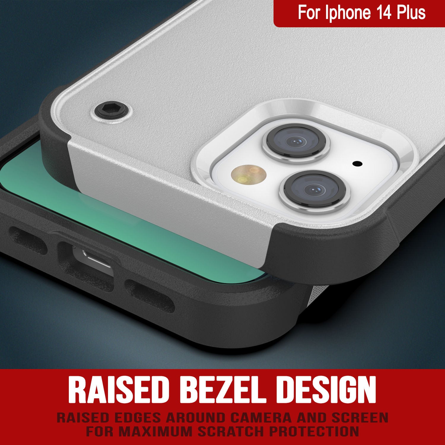 Capa Punkcase para iPhone 14 Plus [Série Reliance] Cobertura Híbrida Protetora de Grau Militar com Suporte Embutido [Branco-Preto]