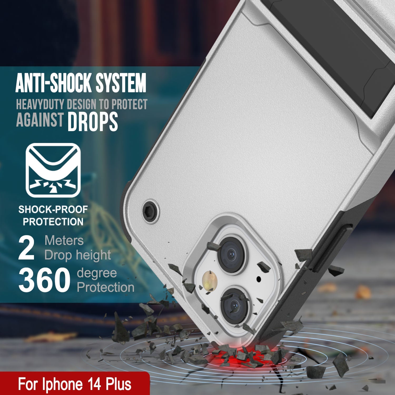 Capa Punkcase para iPhone 14 Plus [Série Reliance] Cobertura Híbrida Protetora de Grau Militar com Suporte Embutido [Branco-Preto]