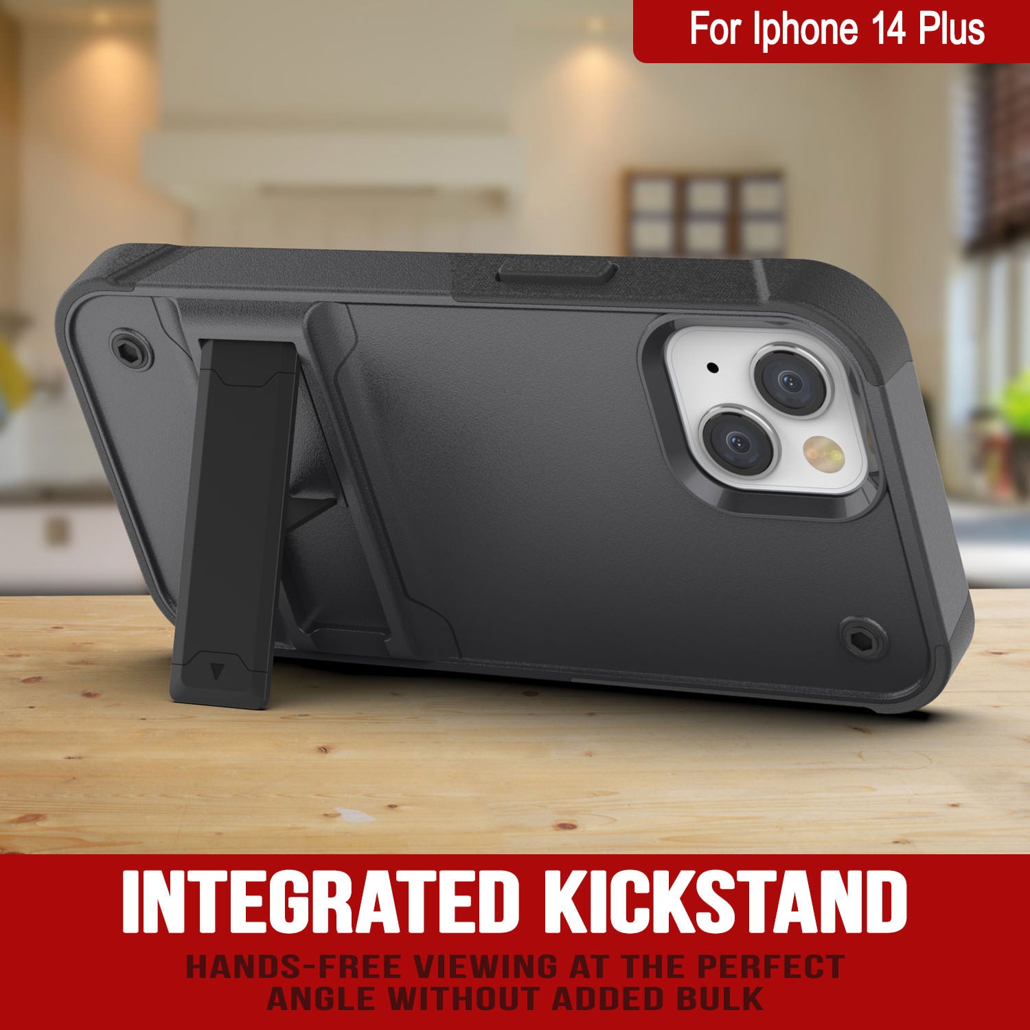 Capa Punkcase para iPhone 14 Plus [Série Reliance] Cobertura Híbrida Protetora de Grau Militar com Suporte Embutido [Cinza-Preto]