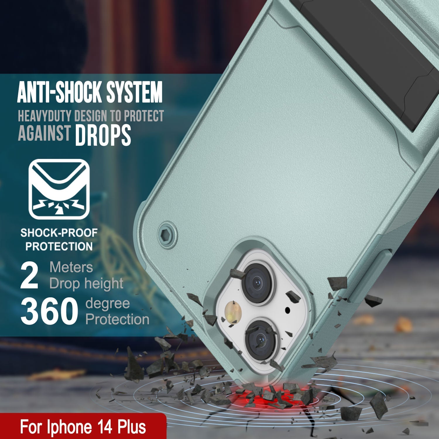 Capa Punkcase iPhone 14 Plus [Série Reliance] Capa Híbrida Protetora de Grau Militar com Suporte Incorporado [Verde]