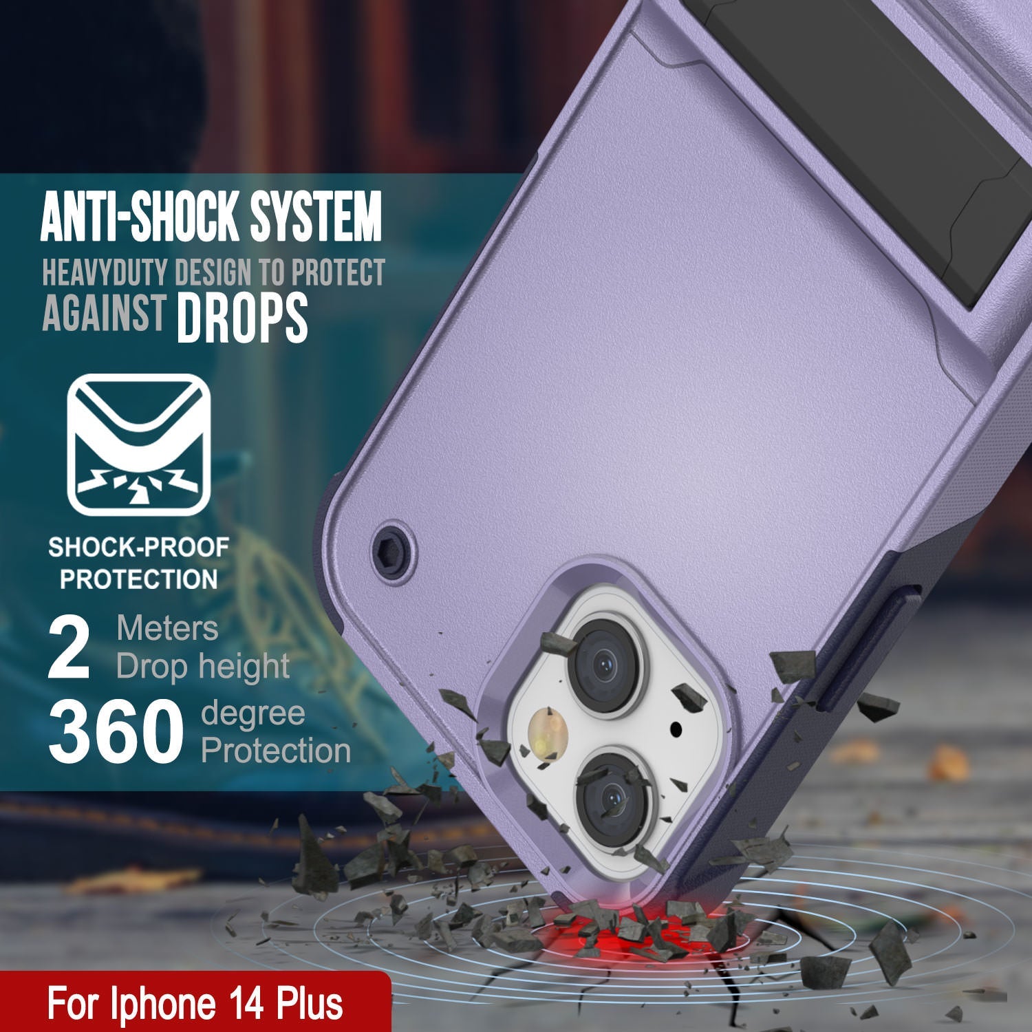 Capa Punkcase para iPhone 14 Plus [Série Reliance] Cobertura Híbrida Protetora de Grau Militar com Suporte Integrado [Roxo-Marinho]