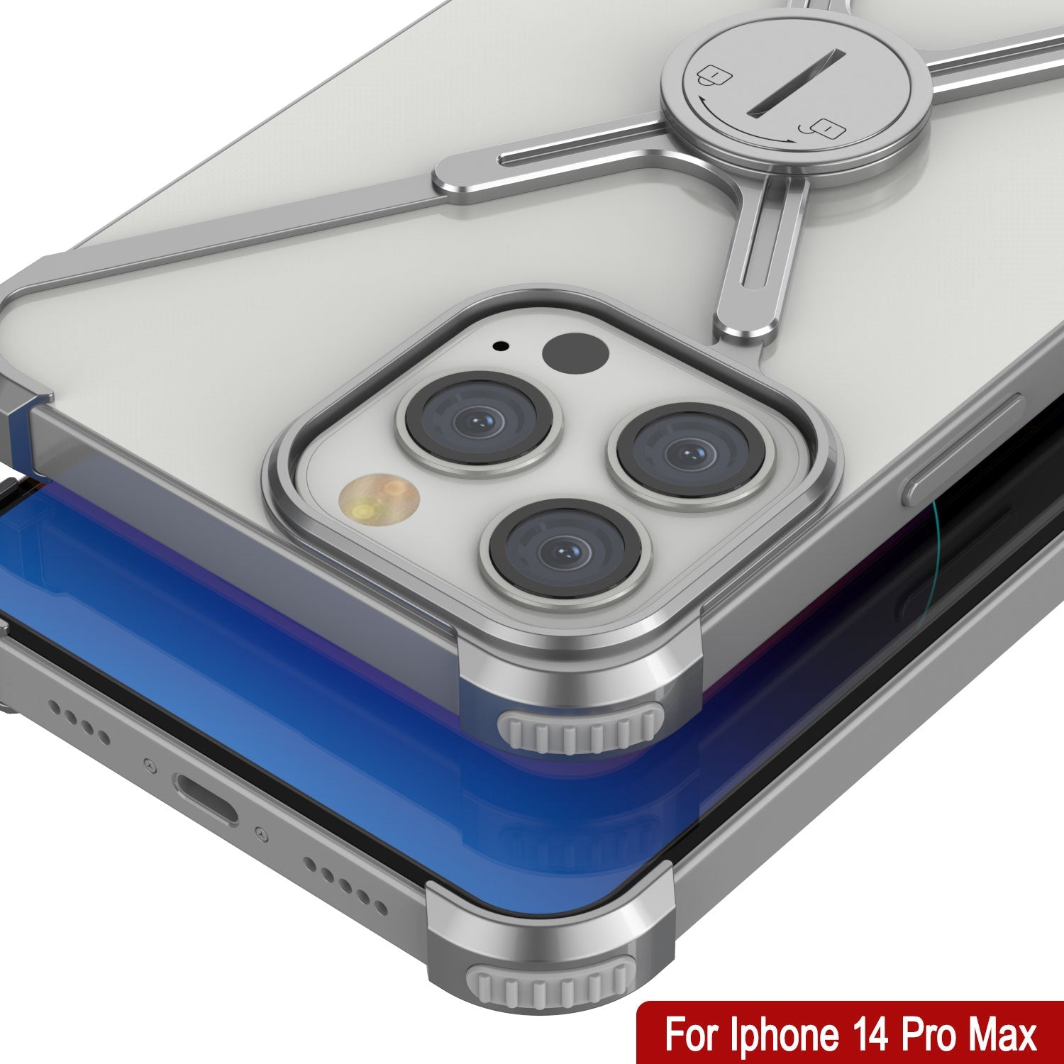 Capa para iPhone 14 Pro Max Punkcase Bumper [Série Backbone] Ultra Slim Minimalista de Alumínio Metal X-Frame para iPhone 14 Pro Max (2022) (6.7") [Prateado]