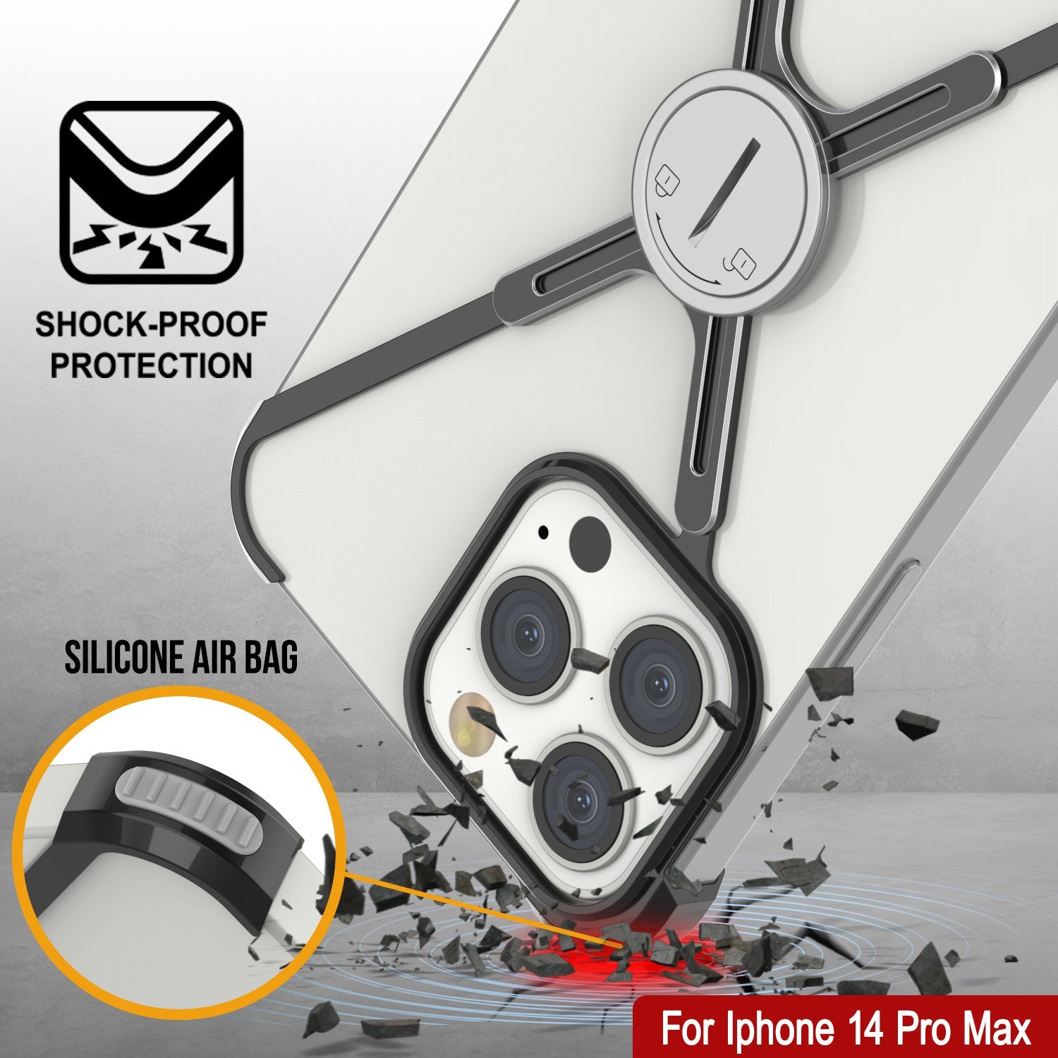 Capa de Borracha Punkcase para iPhone 14 Pro Max [Série Backbone] Ultra Slim Minimalist Aluminum Metal X-Frame Cover para iPhone 14 Pro Max (2022) (6.7") [Preto]