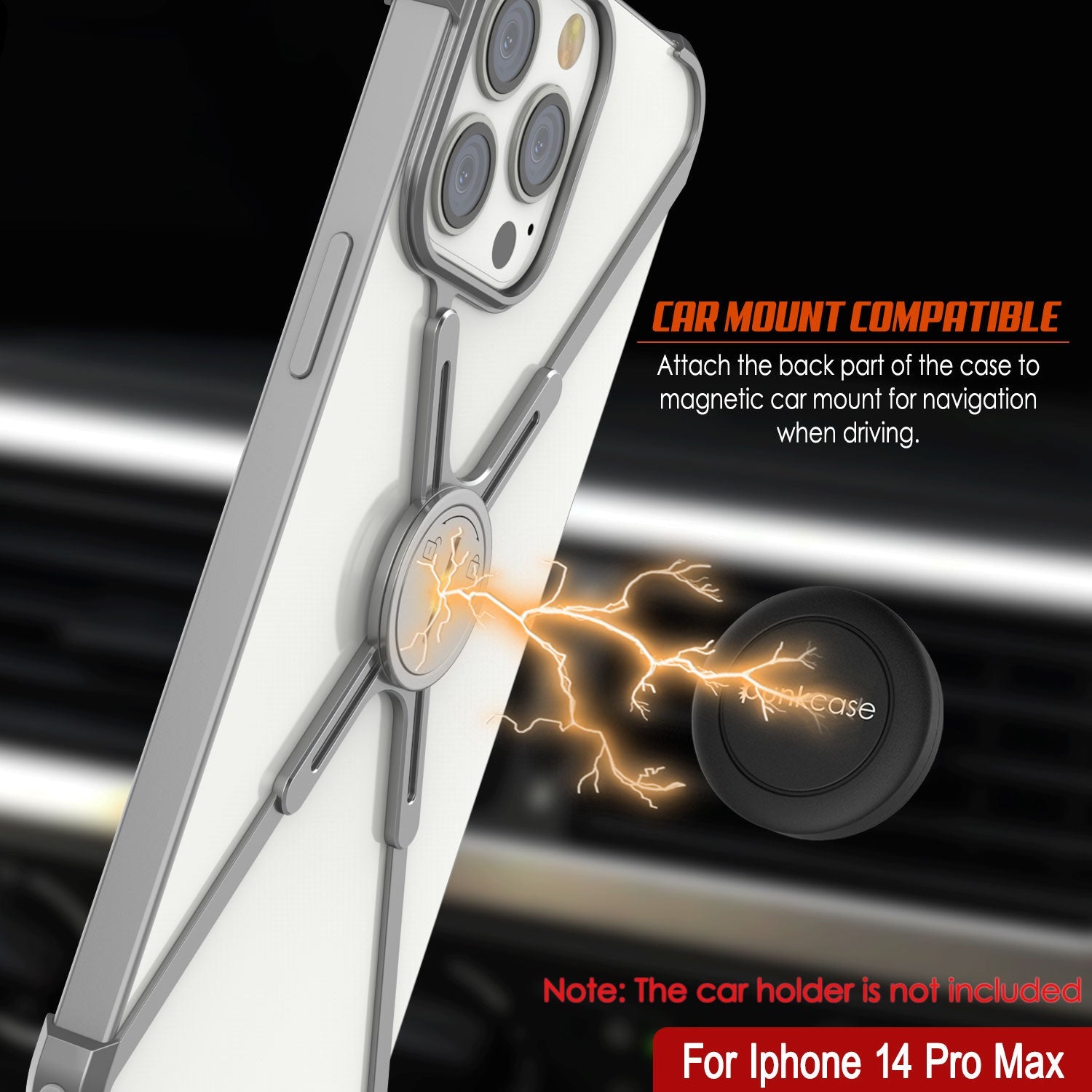 Capa para iPhone 14 Pro Max Punkcase Bumper [Série Backbone] Ultra Slim Minimalista de Alumínio Metal X-Frame para iPhone 14 Pro Max (2022) (6.7") [Prateado]