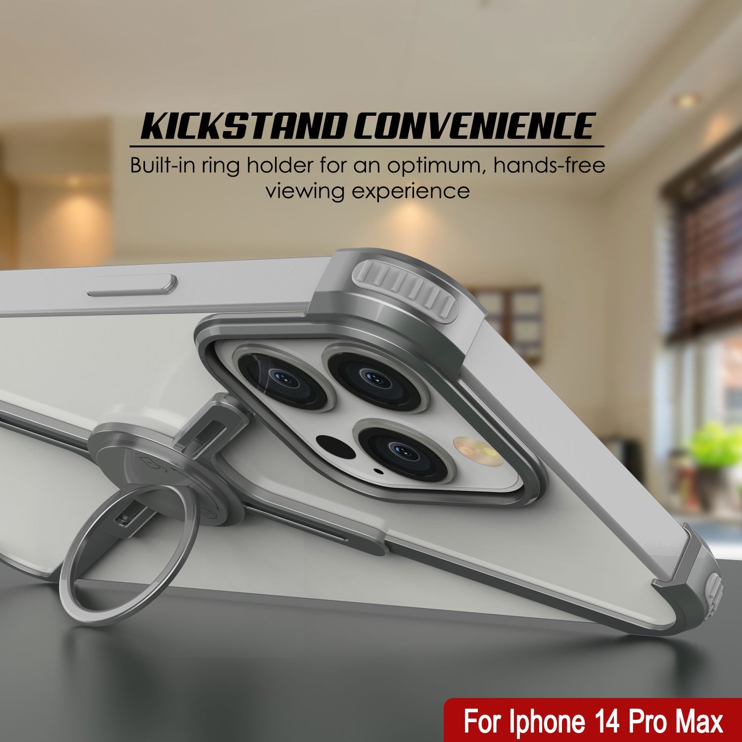 Capa para iPhone 14 Pro Max Punkcase Bumper [Série Backbone] Ultra Slim Minimalista de Alumínio Metal X-Frame para iPhone 14 Pro Max (2022) (6.7") [Prateado]