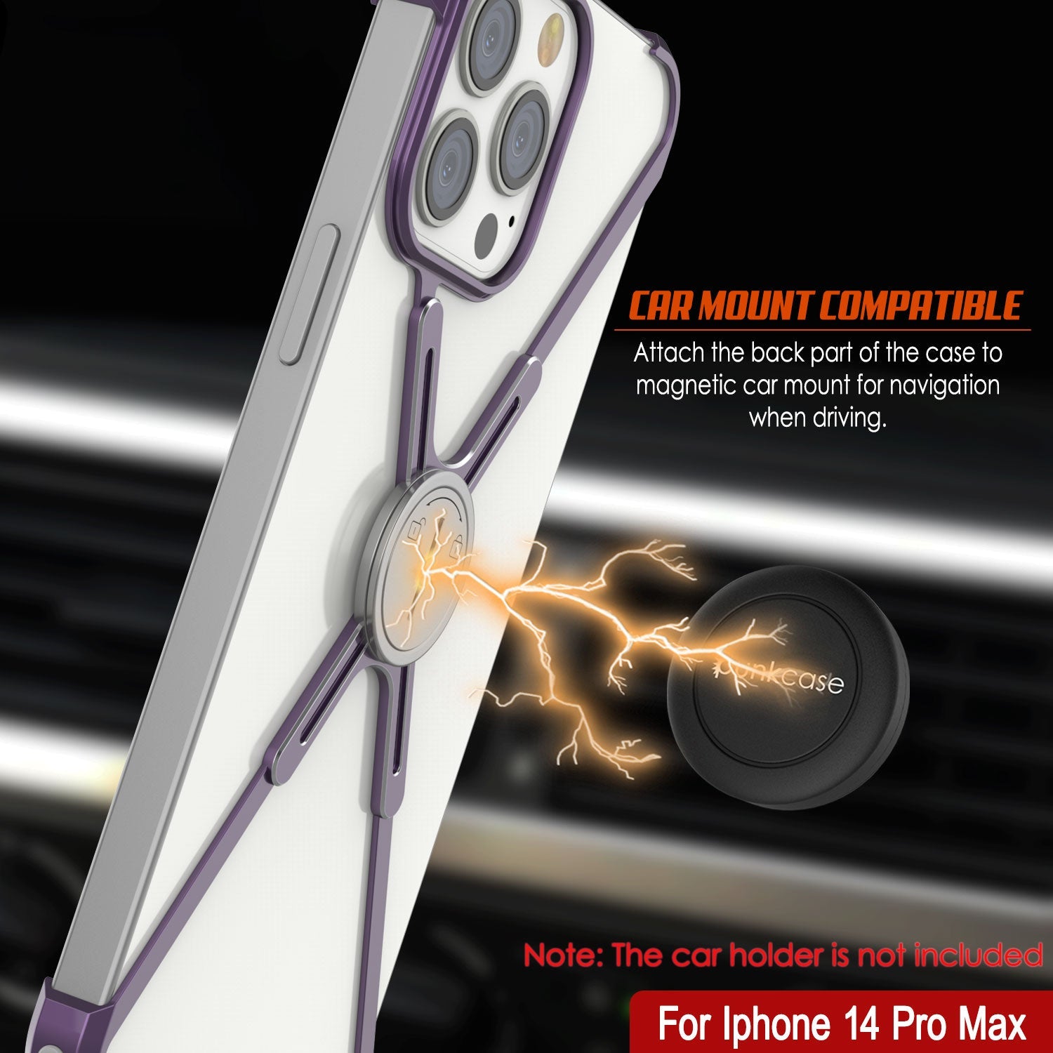 Capa Punkcase iPhone 14 Pro Max Bumper [Série Backbone] Ultra Slim Minimalista em Alumínio Metal X-Frame para iPhone 14 Pro Max (2022) (6.7") [Roxo]