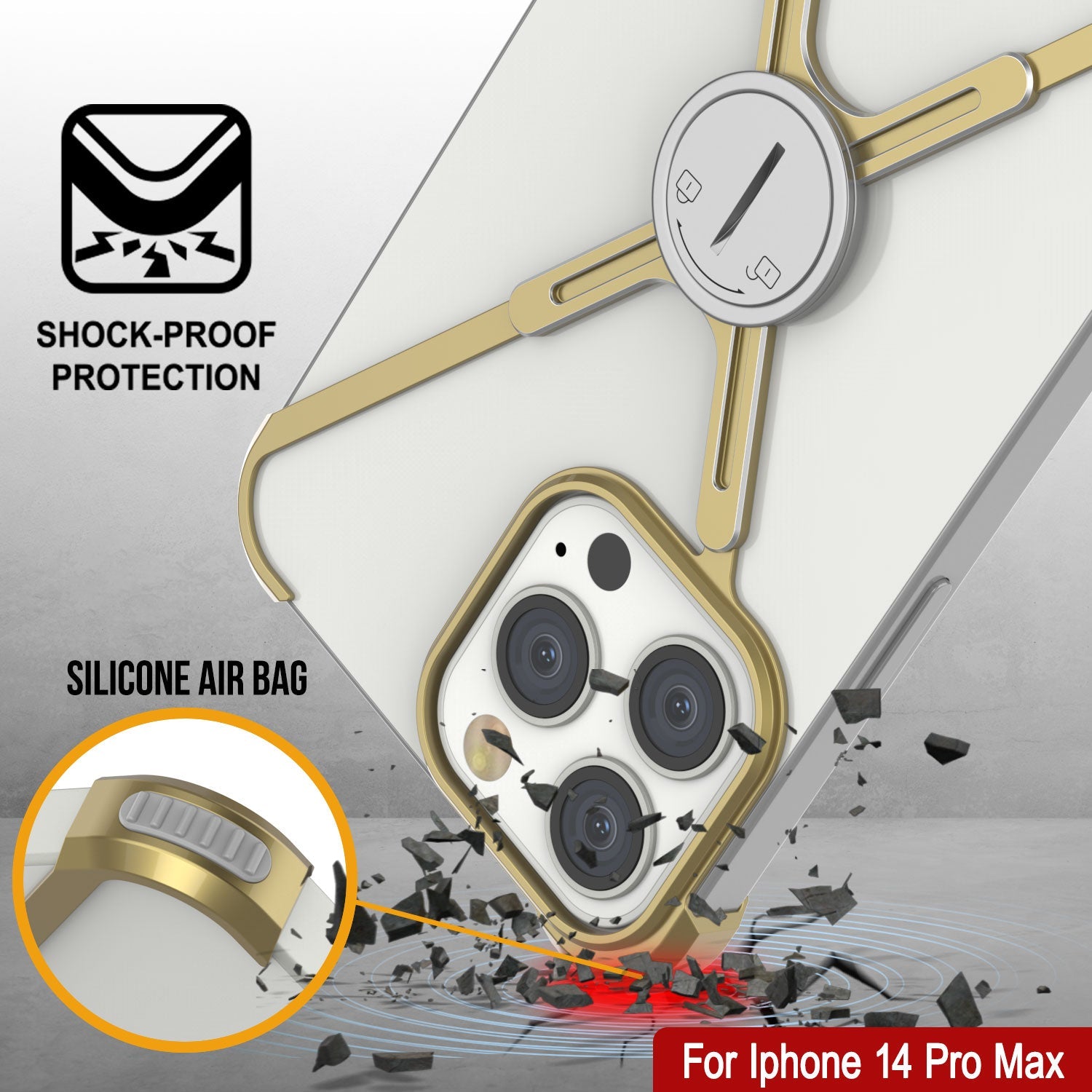 Capa Punkcase iPhone 14 Pro Max Bumper [Série Backbone] Ultra Fina Minimalista em Metal de Alumínio X-Frame para iPhone 14 Pro Max (2022) (6.7") [Dourada]