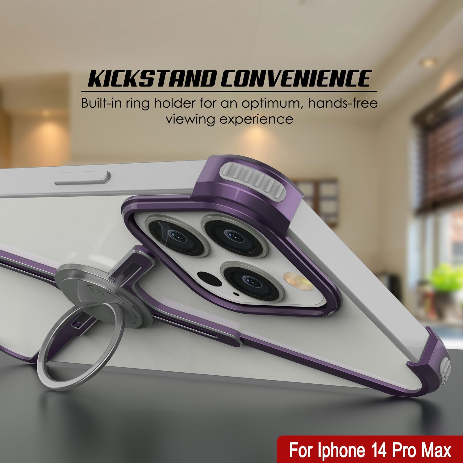 Capa Punkcase iPhone 14 Pro Max Bumper [Série Backbone] Ultra Slim Minimalista em Alumínio Metal X-Frame para iPhone 14 Pro Max (2022) (6.7") [Roxo]