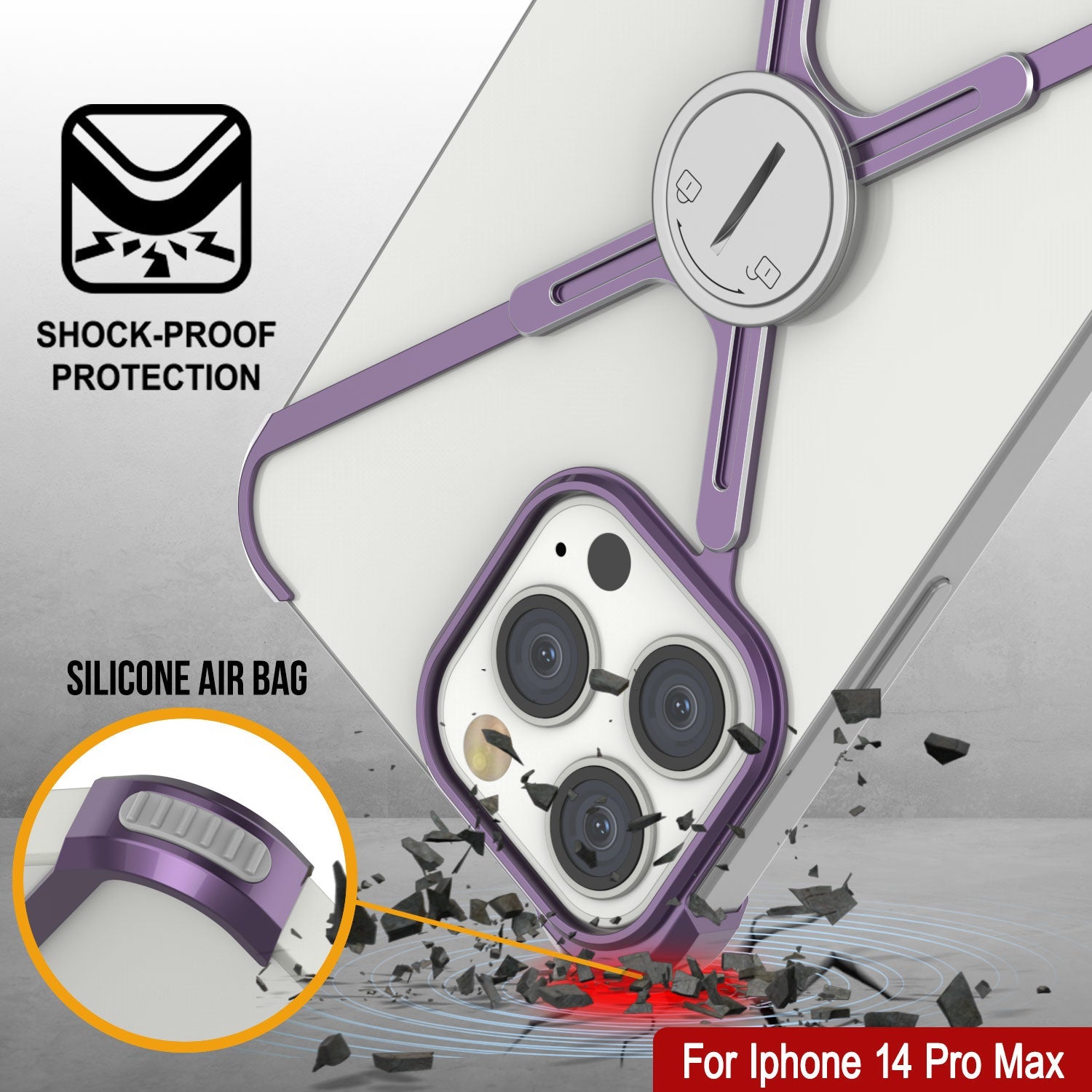 Capa Punkcase iPhone 14 Pro Max Bumper [Série Backbone] Ultra Slim Minimalista em Alumínio Metal X-Frame para iPhone 14 Pro Max (2022) (6.7") [Roxo]
