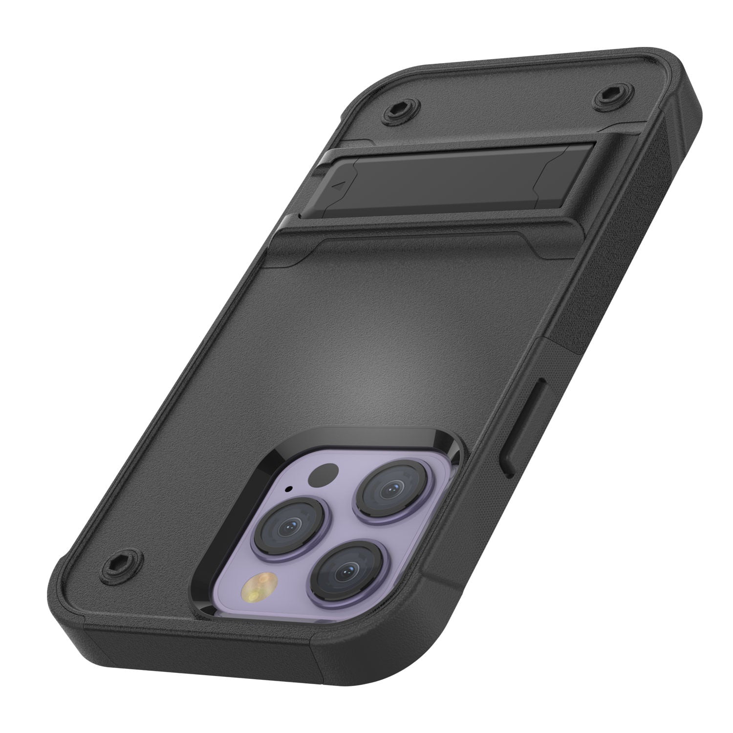 Capa Punkcase para iPhone 14 Pro Max [Série Reliance] Capa protetora híbrida de grau militar com suporte embutido [Preto]