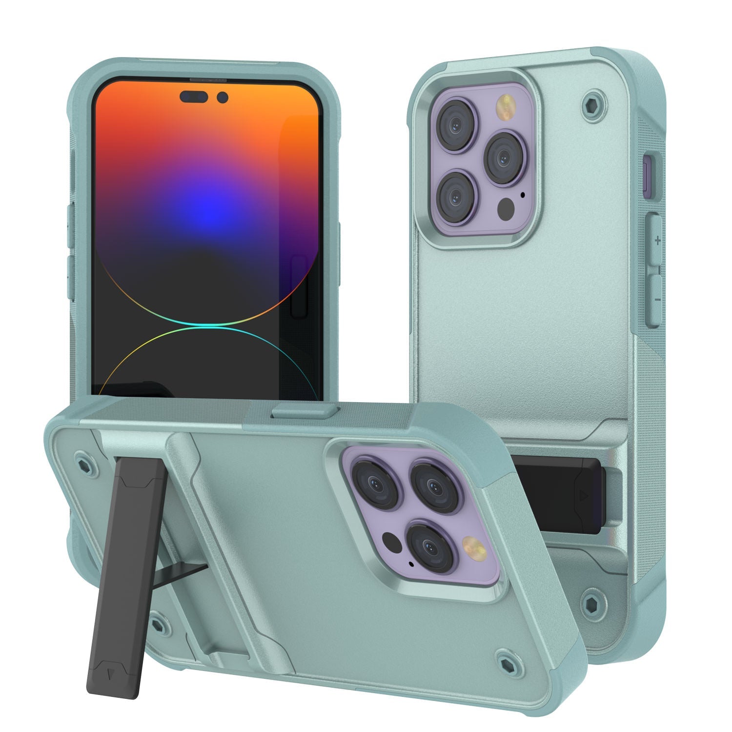 Capa Punkcase para iPhone 14 Pro Max [Série Reliance] Capa Híbrida Protetora de Grau Militar com Suporte Embutido [Verde]