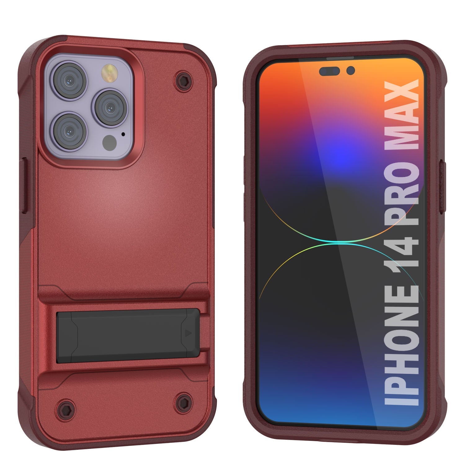 Capa Punkcase iPhone 14 Pro Max [Série Reliance] Cobertura Híbrida Protetora de Grau Militar com Suporte Integrado [Vermelho-Rosa]