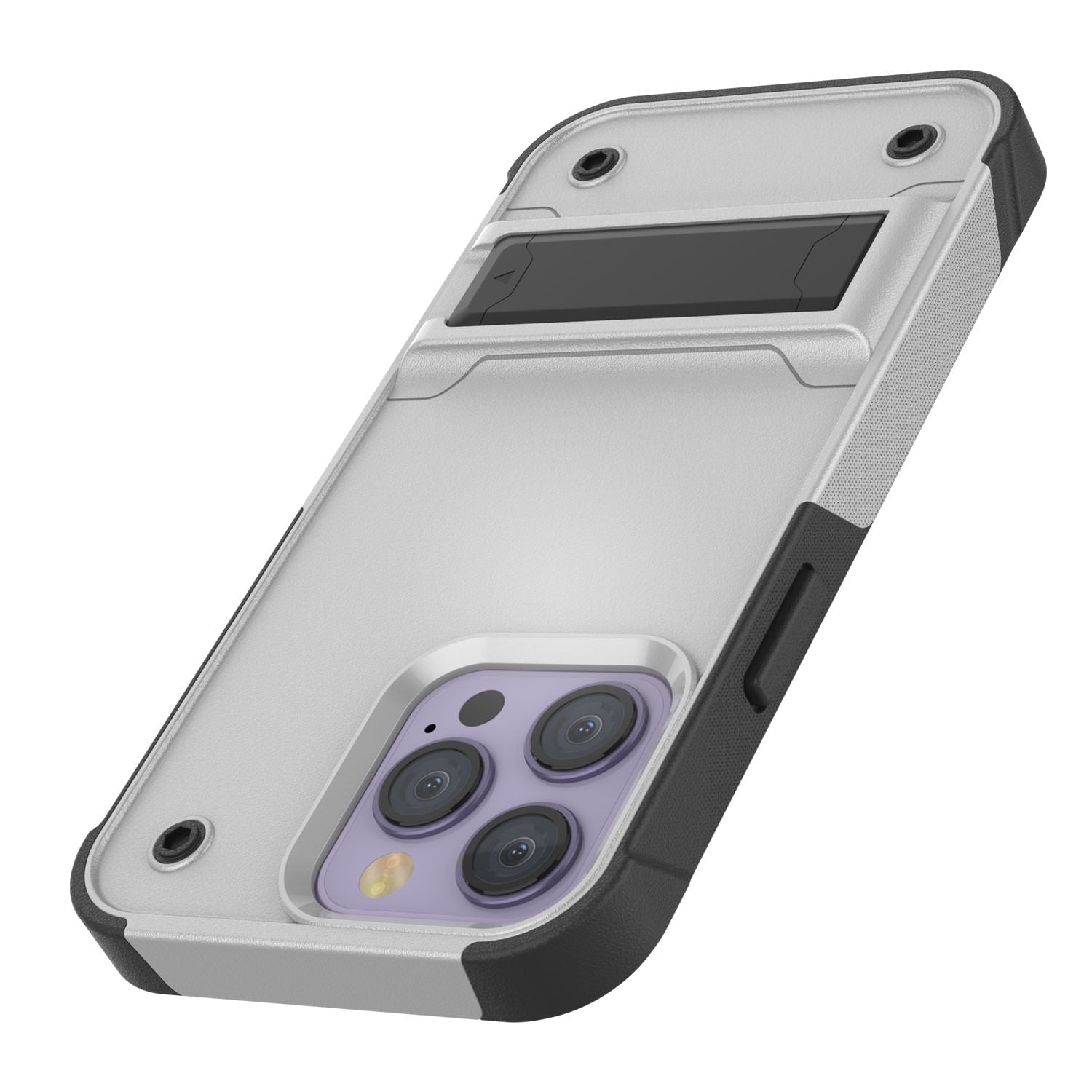 Capa Punkcase para iPhone 14 Pro Max [Série Reliance] Capa Híbrida Protetora de Grau Militar com Suporte Embutido [Branco-Preto]