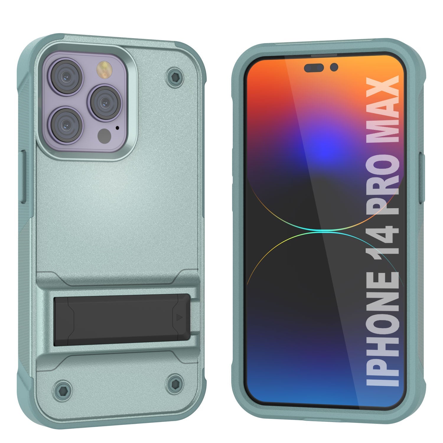 Capa Punkcase para iPhone 14 Pro Max [Série Reliance] Capa Híbrida Protetora de Grau Militar com Suporte Embutido [Verde]