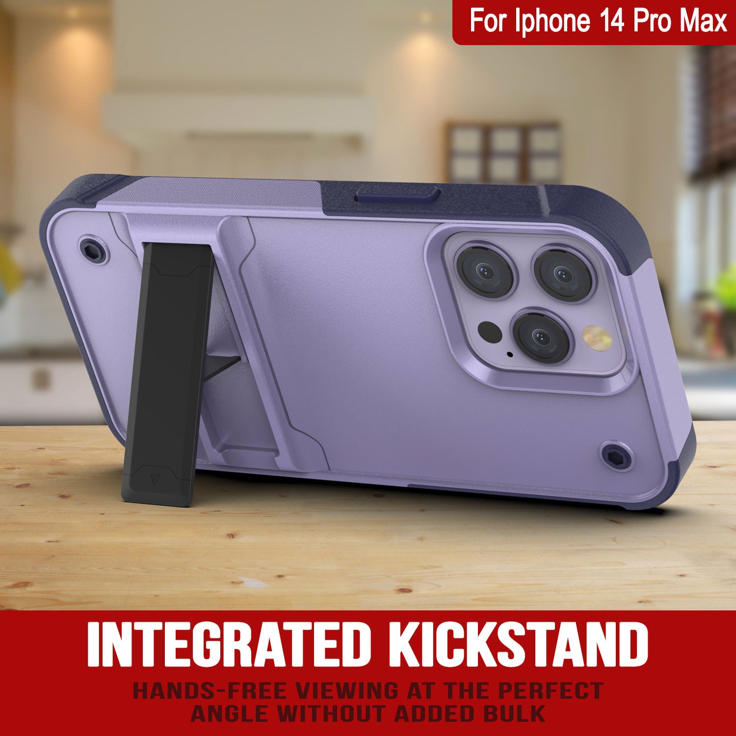 Capa Punkcase para iPhone 14 Pro Max [Série Reliance] Capa Híbrida Protetora de Grau Militar com Suporte Embutido [Roxo-Marinho]