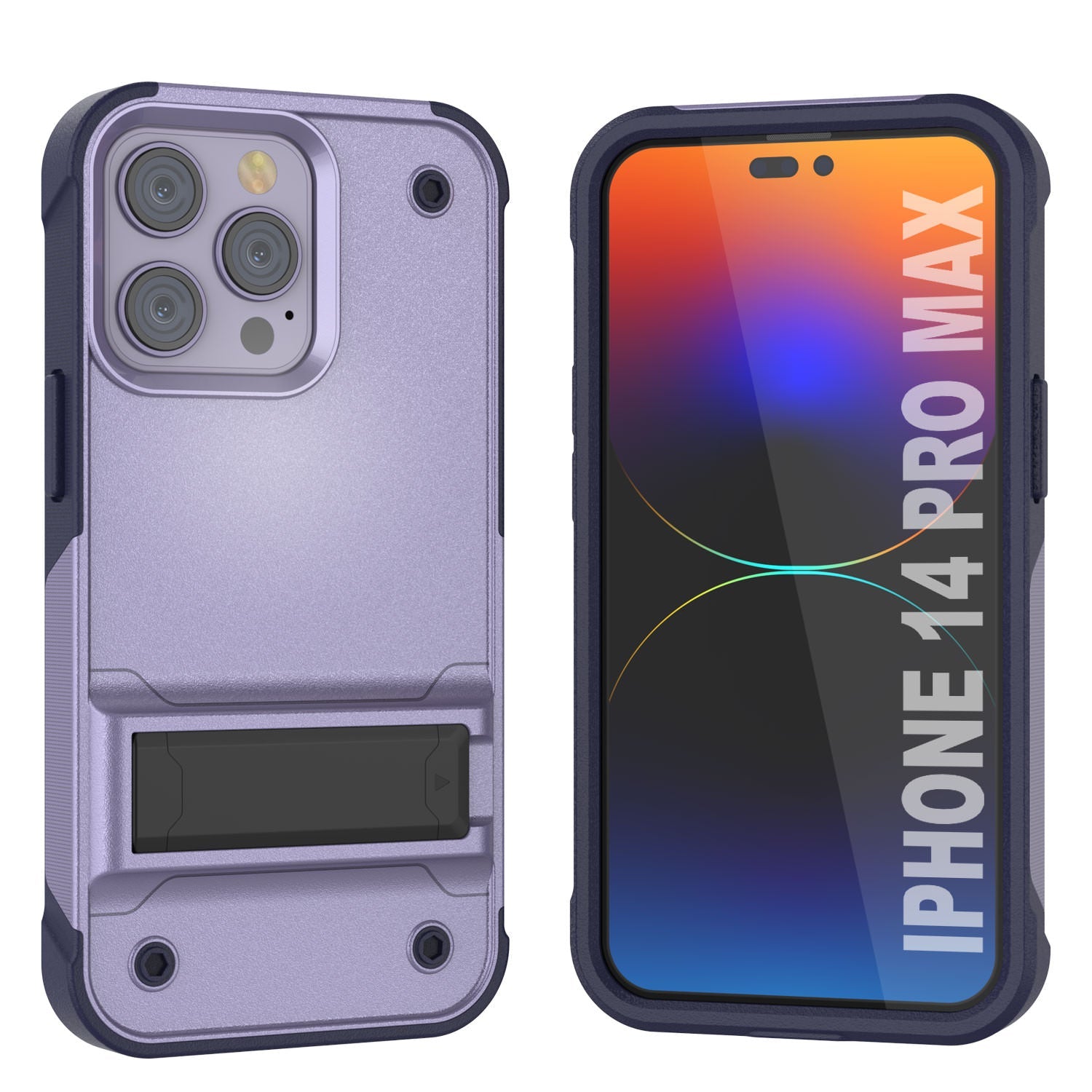Capa Punkcase para iPhone 14 Pro Max [Série Reliance] Capa Híbrida Protetora de Grau Militar com Suporte Embutido [Roxo-Marinho]