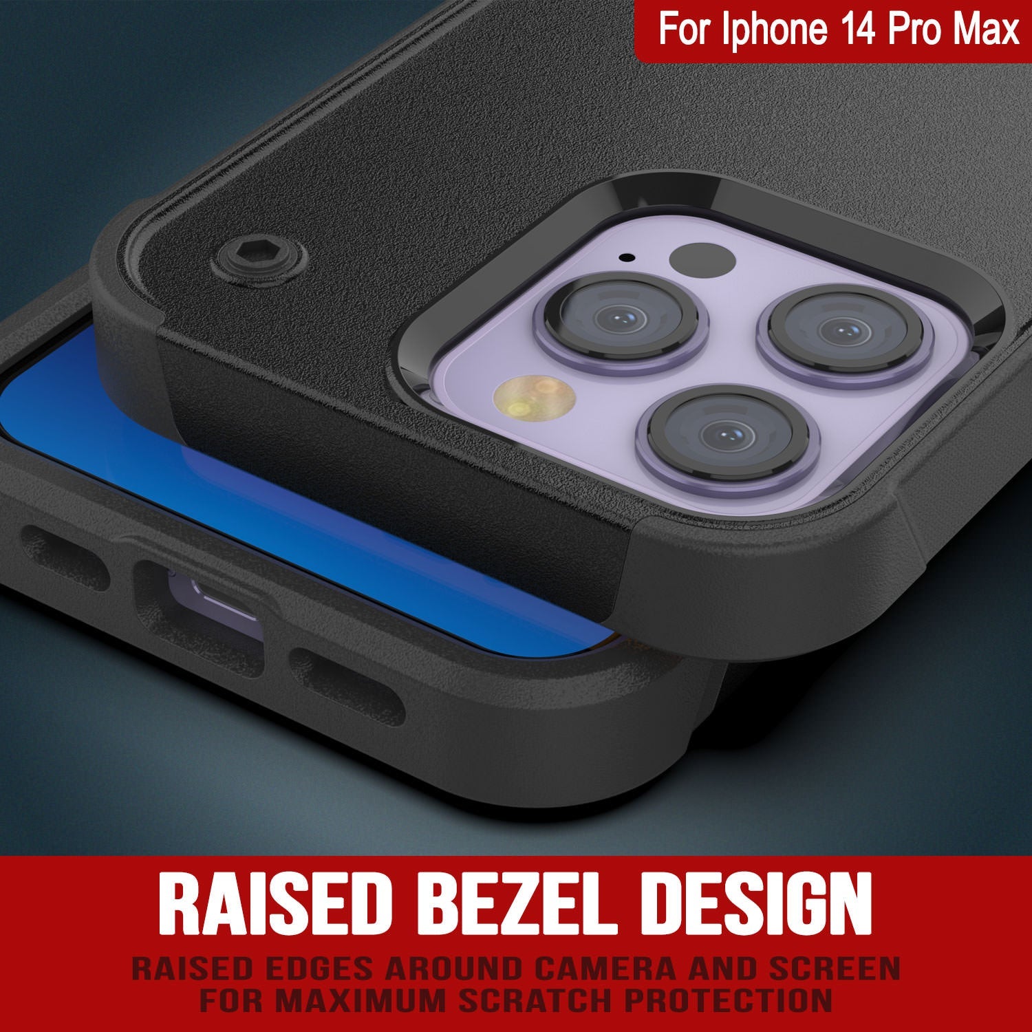 Capa Punkcase para iPhone 14 Pro Max [Série Reliance] Capa protetora híbrida de grau militar com suporte embutido [Preto]