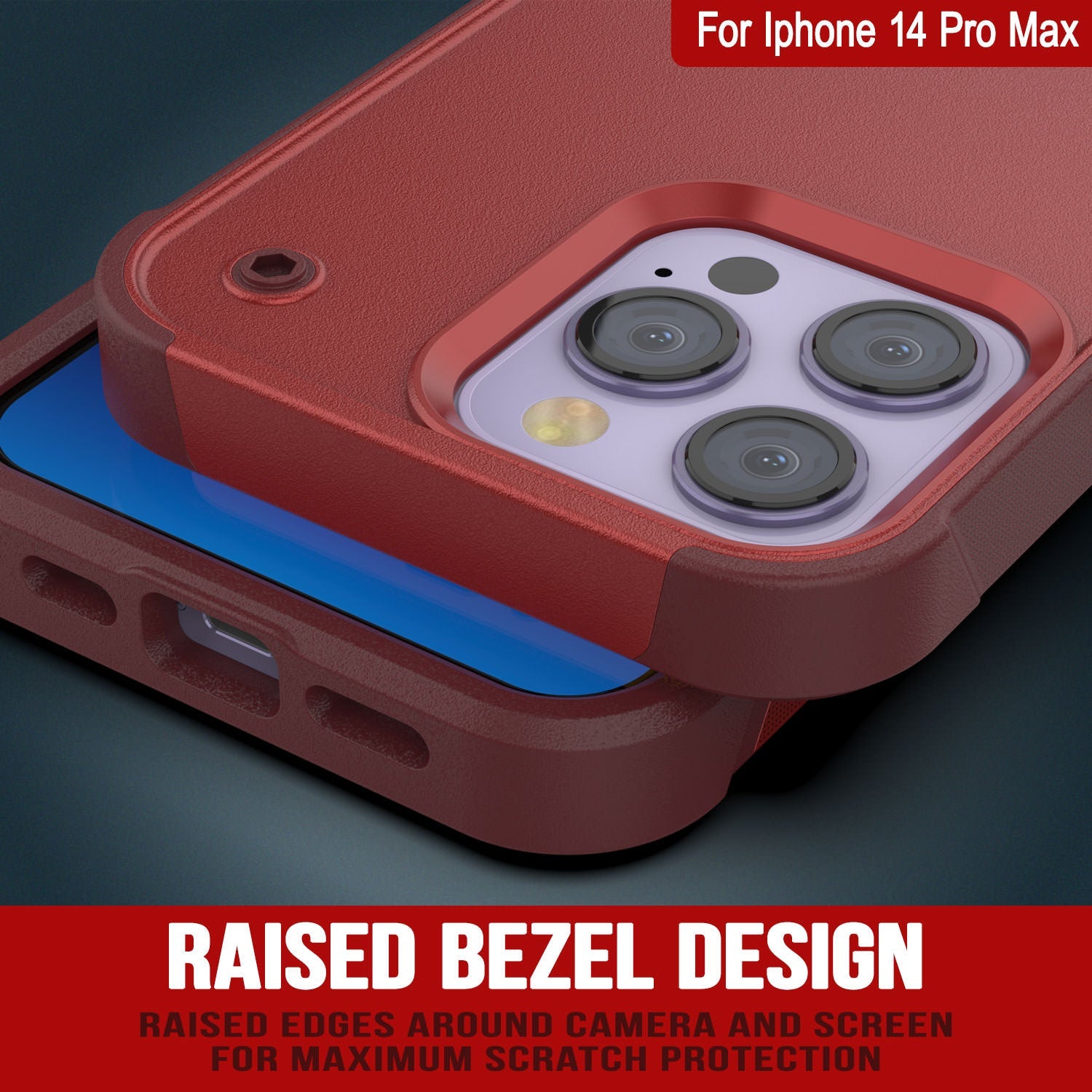 Capa Punkcase iPhone 14 Pro Max [Série Reliance] Cobertura Híbrida Protetora de Grau Militar com Suporte Integrado [Vermelho-Rosa]