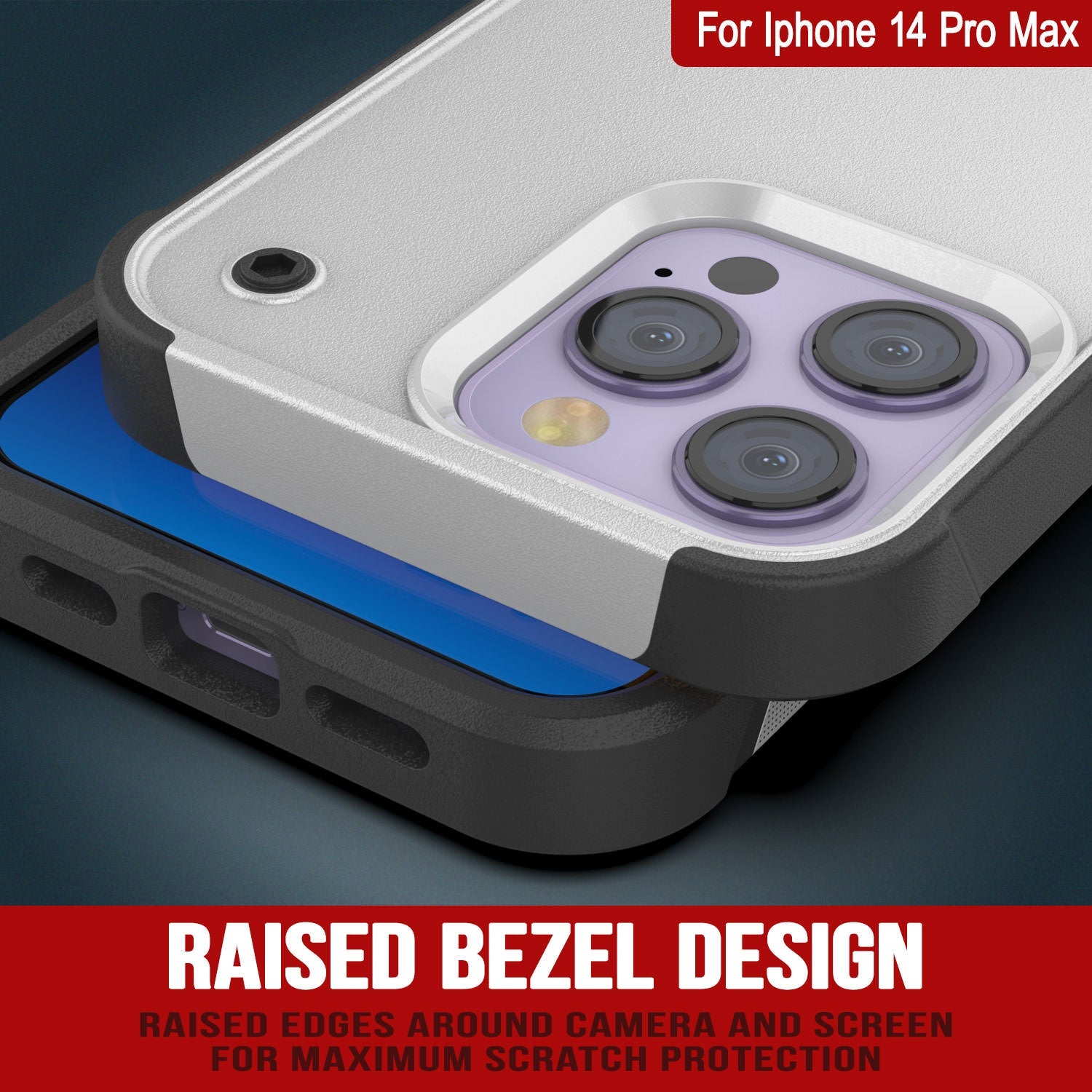 Capa Punkcase para iPhone 14 Pro Max [Série Reliance] Capa Híbrida Protetora de Grau Militar com Suporte Embutido [Branco-Preto]