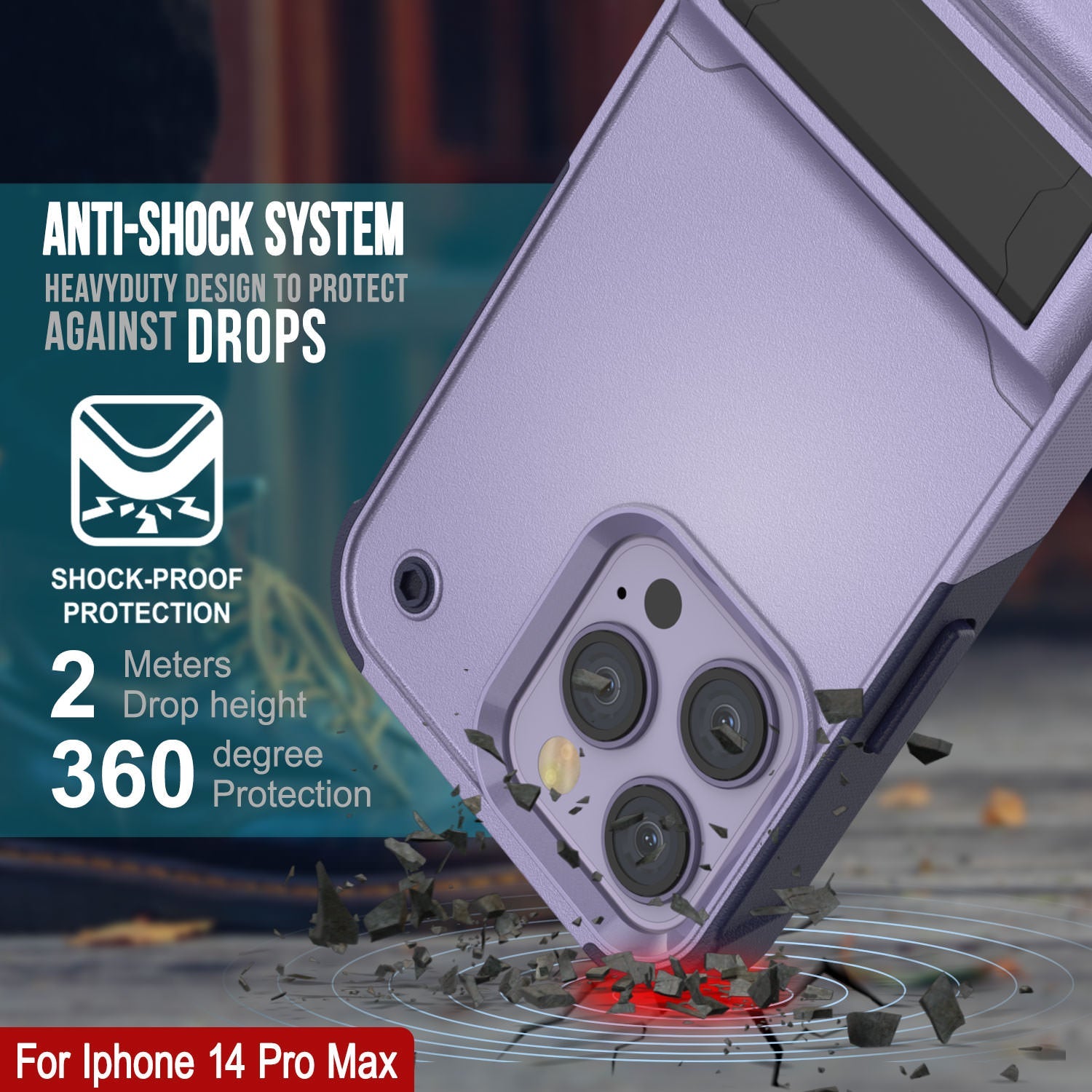 Capa Punkcase para iPhone 14 Pro Max [Série Reliance] Capa Híbrida Protetora de Grau Militar com Suporte Embutido [Roxo-Marinho]