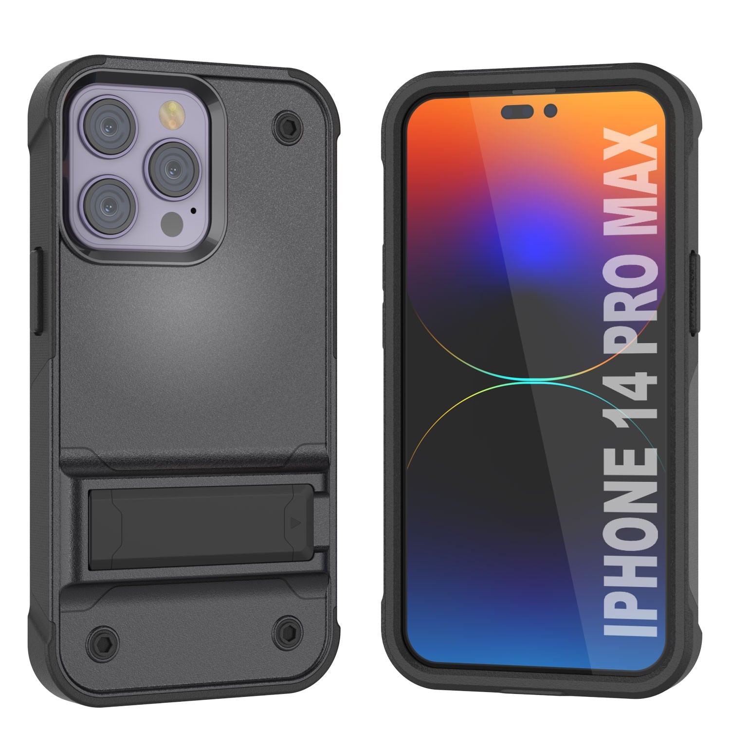 Capa Punkcase para iPhone 14 Pro Max [Série de Confiança] Capa Protetora Híbrida de Grau Militar com Suporte Embutido [Cinza-Preto]