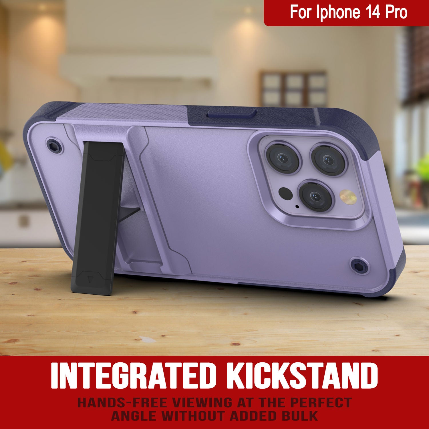 Capa Punkcase para iPhone 14 Pro [Série Reliance] Capa Híbrida Protetora de Grau Militar com Suporte Integrado [Roxo-Marinho]