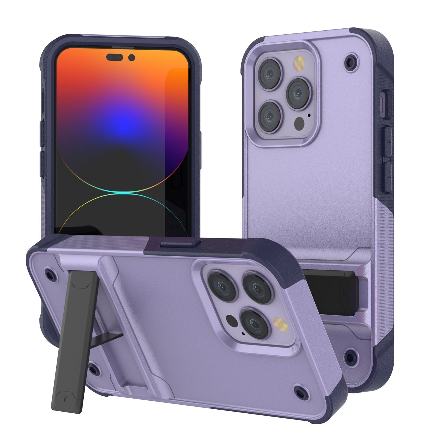 Capa Punkcase para iPhone 14 Pro [Série Reliance] Capa Híbrida Protetora de Grau Militar com Suporte Integrado [Roxo-Marinho]