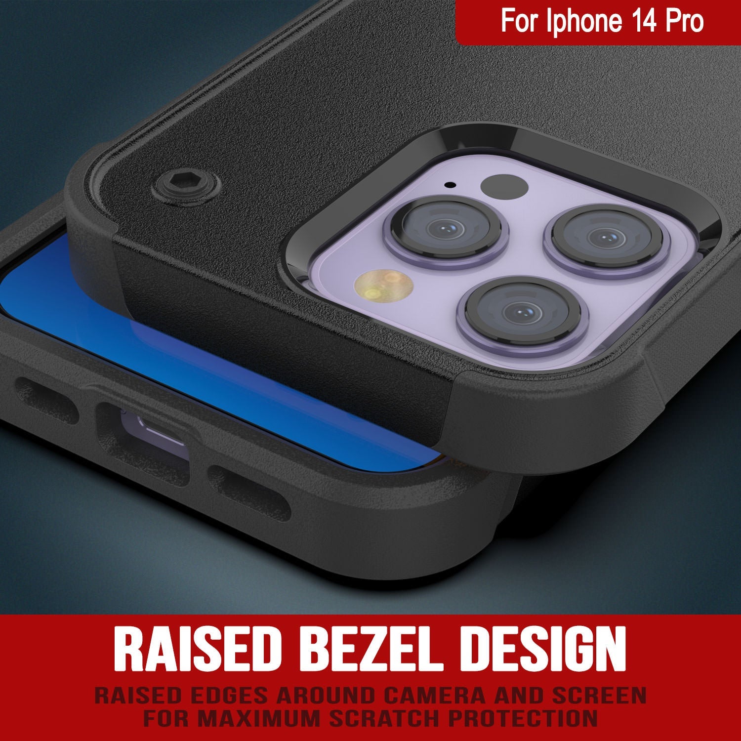 Capa Punkcase iPhone 14 Pro [Série Reliance] Capa Protetora Híbrida de Grau Militar com Suporte Integrado [Preto]
