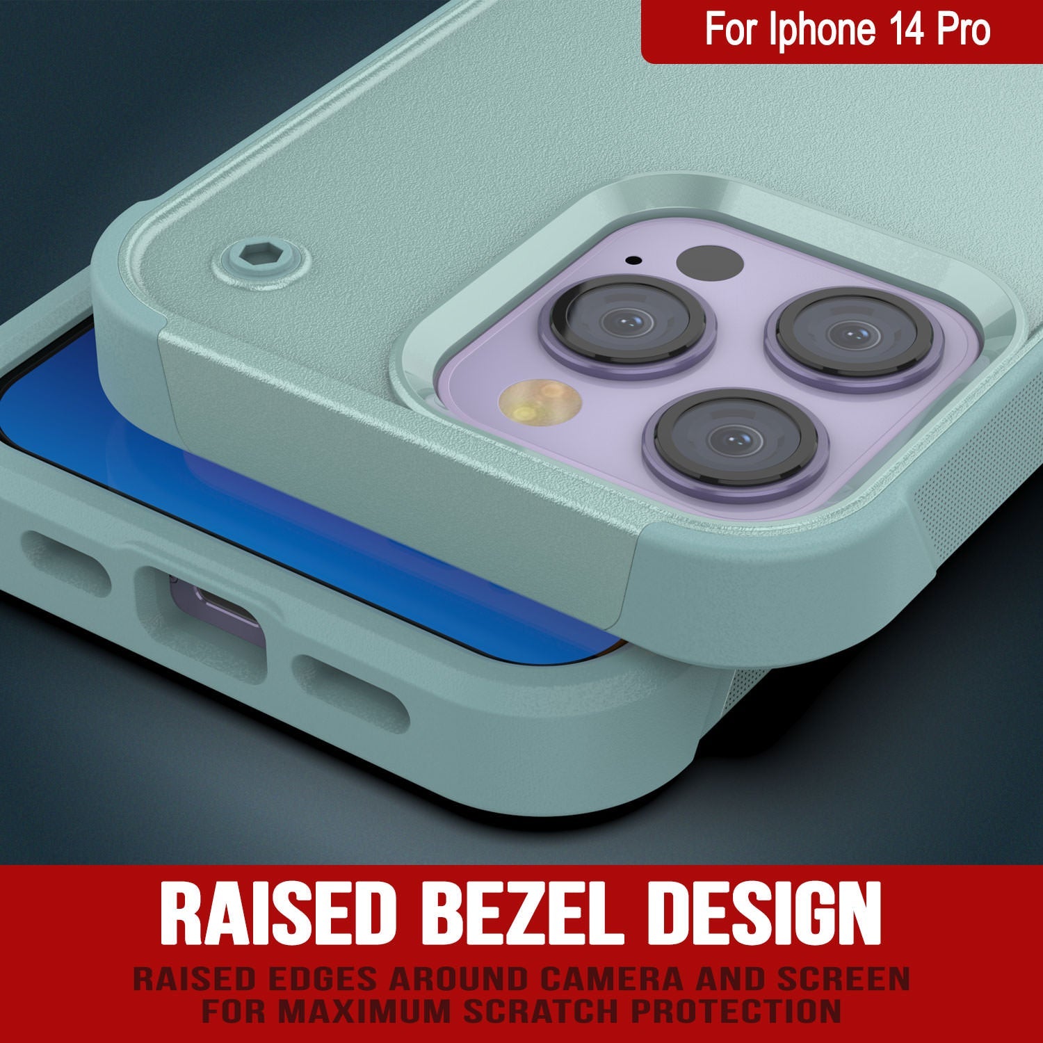 Capa Punkcase iPhone 14 Pro [Série Reliance] Capa protetora híbrida de qualidade militar com suporte embutido [Verde]