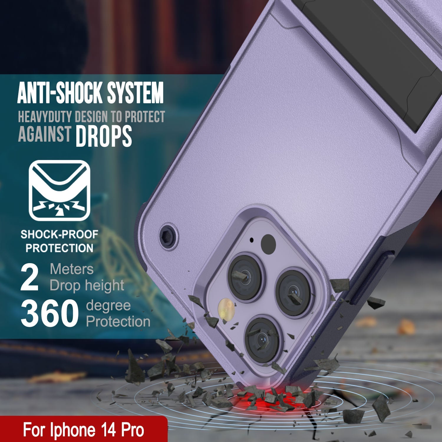 Capa Punkcase para iPhone 14 Pro [Série Reliance] Capa Híbrida Protetora de Grau Militar com Suporte Integrado [Roxo-Marinho]