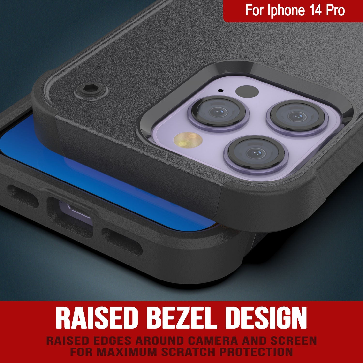 Capa Punkcase iPhone 14 Pro [Série Reliance] Cobertura híbrida protetora de grau militar com suporte embutido [Cinza-Preto]