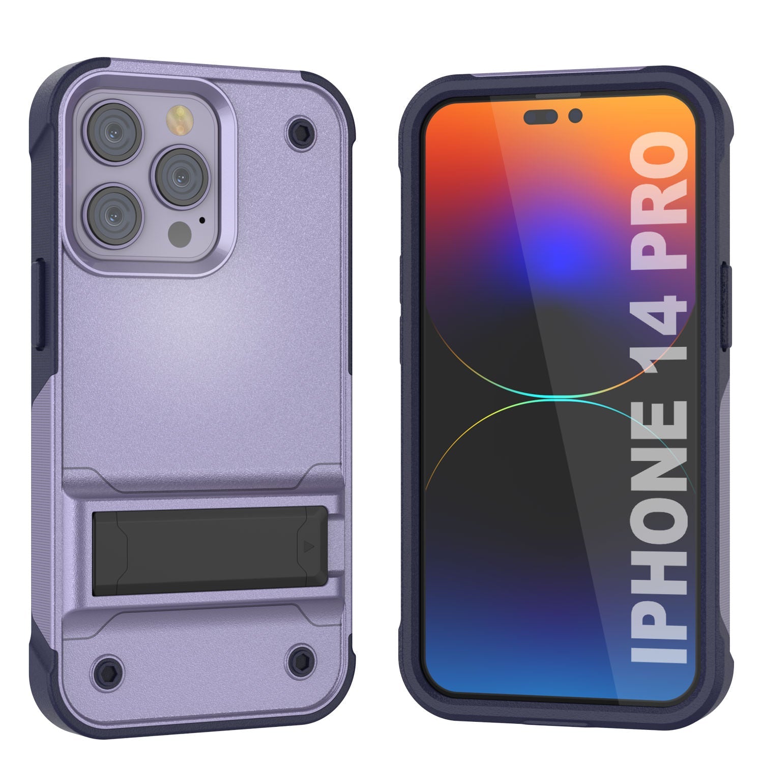 Capa Punkcase para iPhone 14 Pro [Série Reliance] Capa Híbrida Protetora de Grau Militar com Suporte Integrado [Roxo-Marinho]