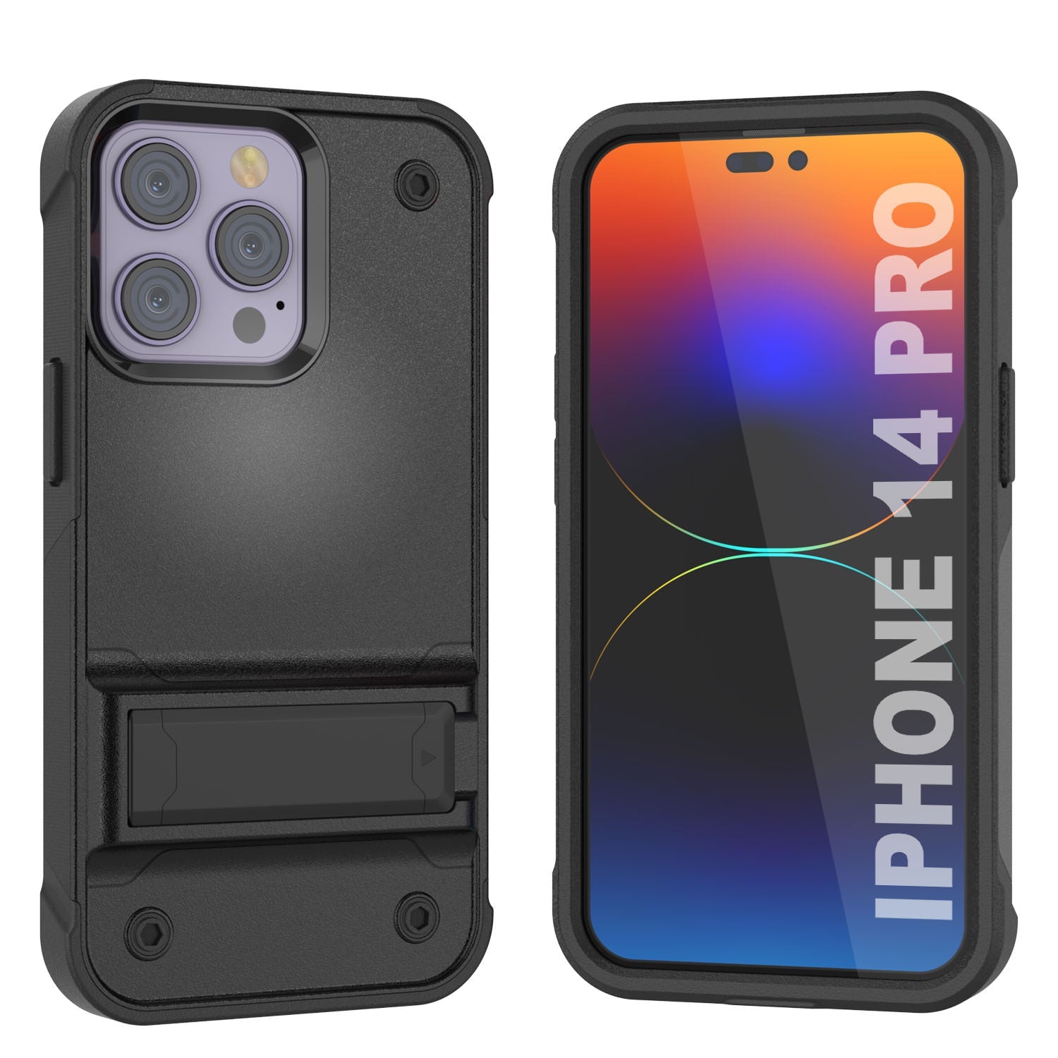 Capa Punkcase iPhone 14 Pro [Série Reliance] Capa Protetora Híbrida de Grau Militar com Suporte Integrado [Preto]